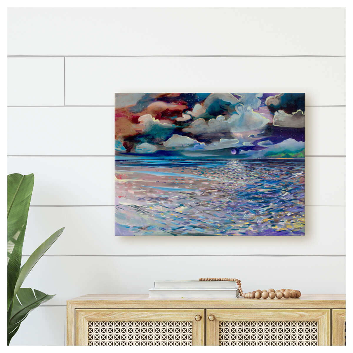 Canvas art print of twilight seascape painting by Hawaii artist Saumolia Puapuaga