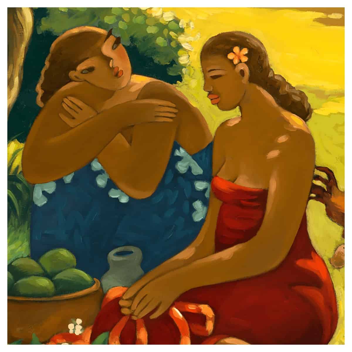 tim nguyen islanders daily life original oil painting hawaiian women
