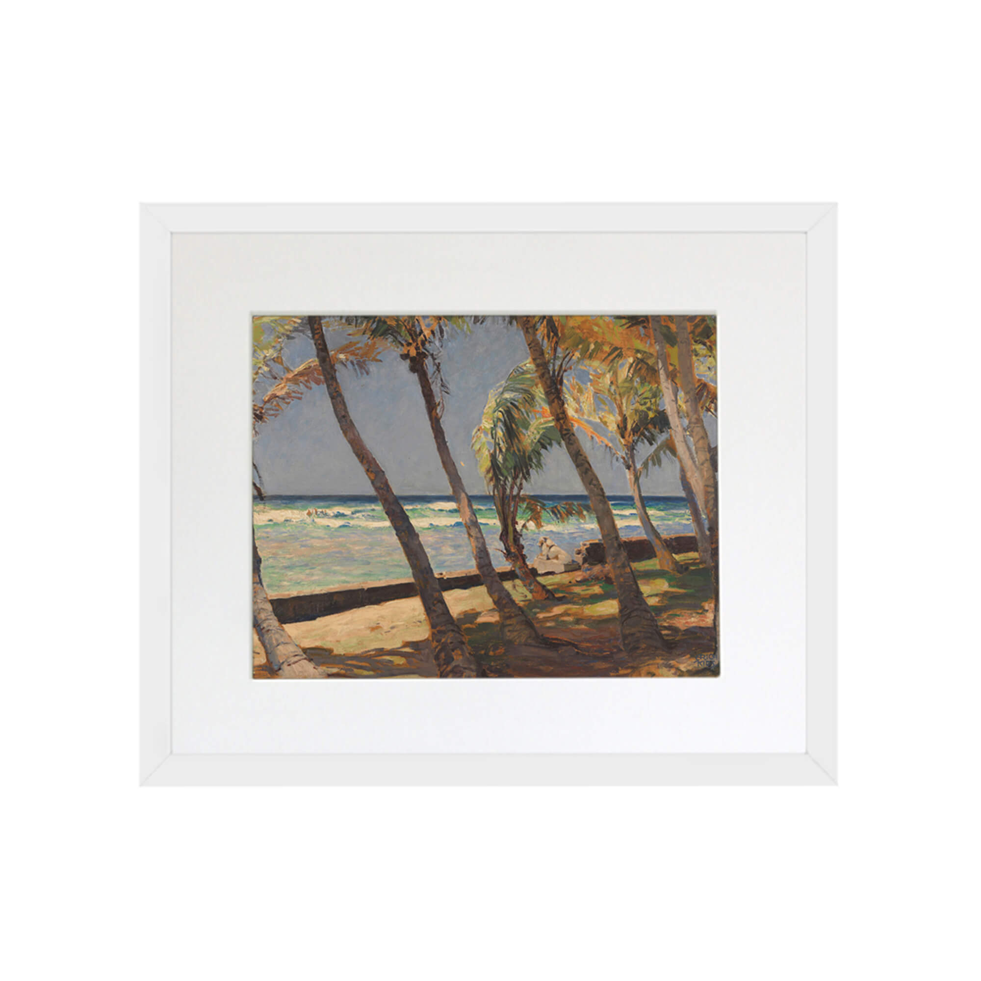 Artwork featuring a vintage-colored beach