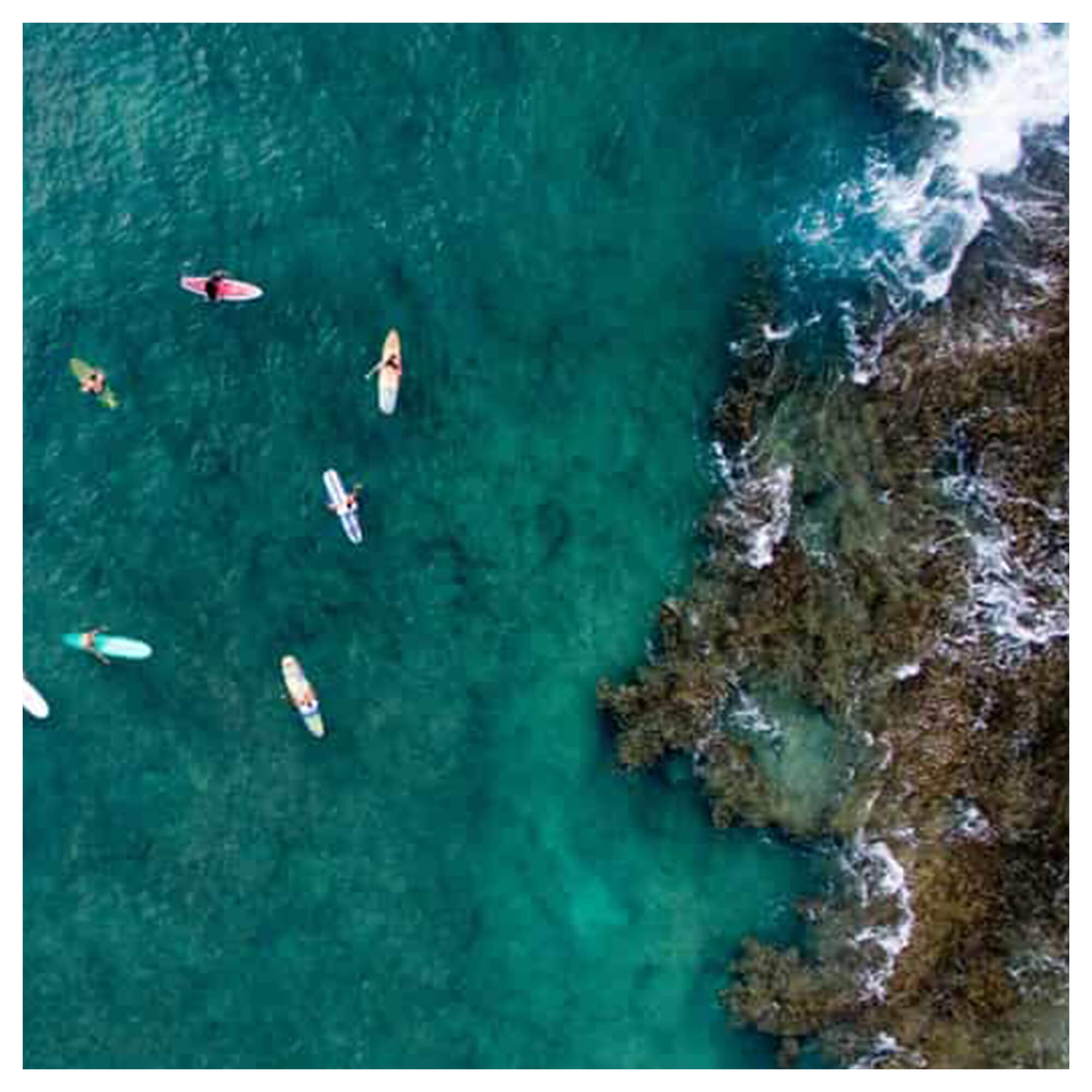 Close up details of aerial photo Turtle Bay by Hawaii artist Bree Poort