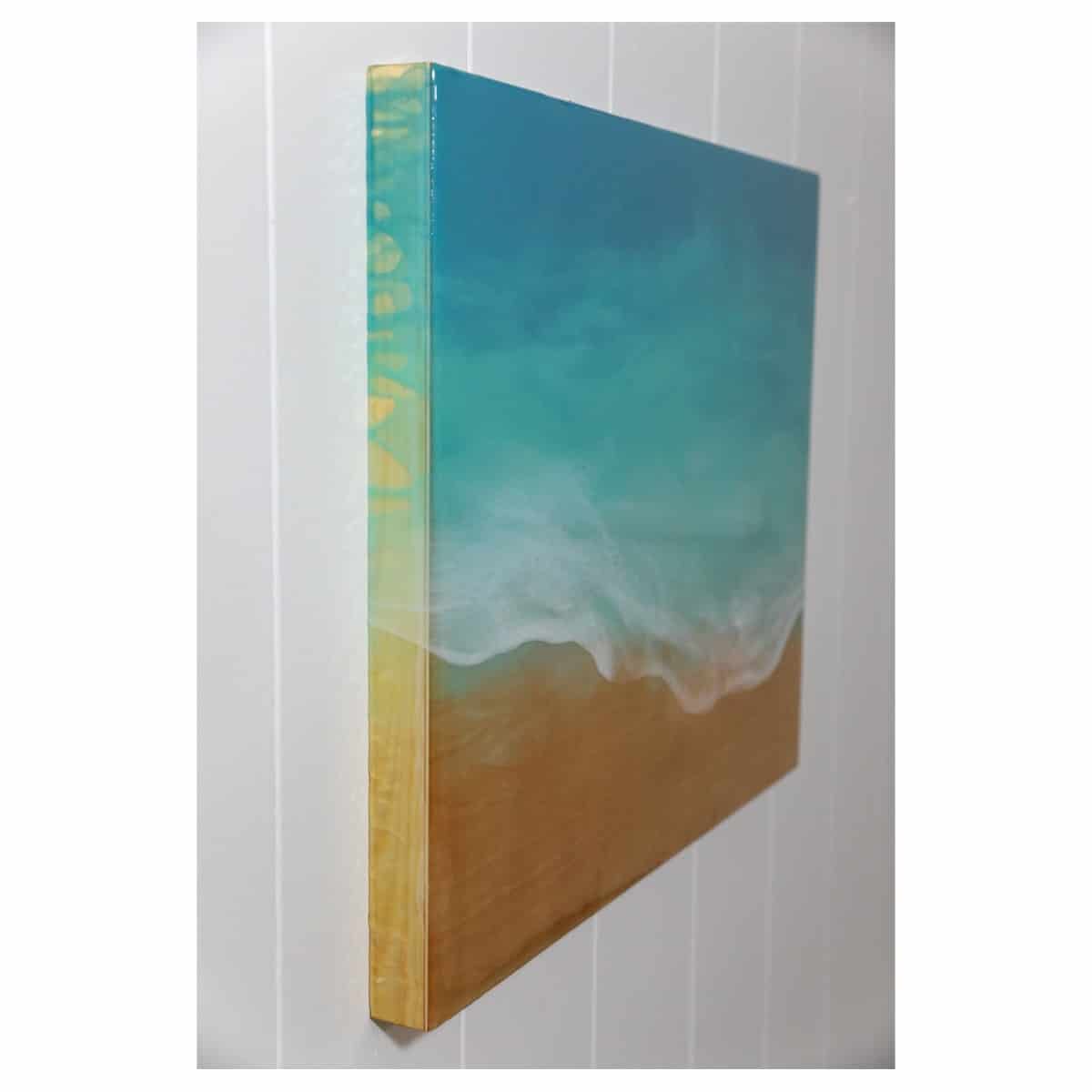 Bree poort sunset colors cast on the sand original resin painting side view
