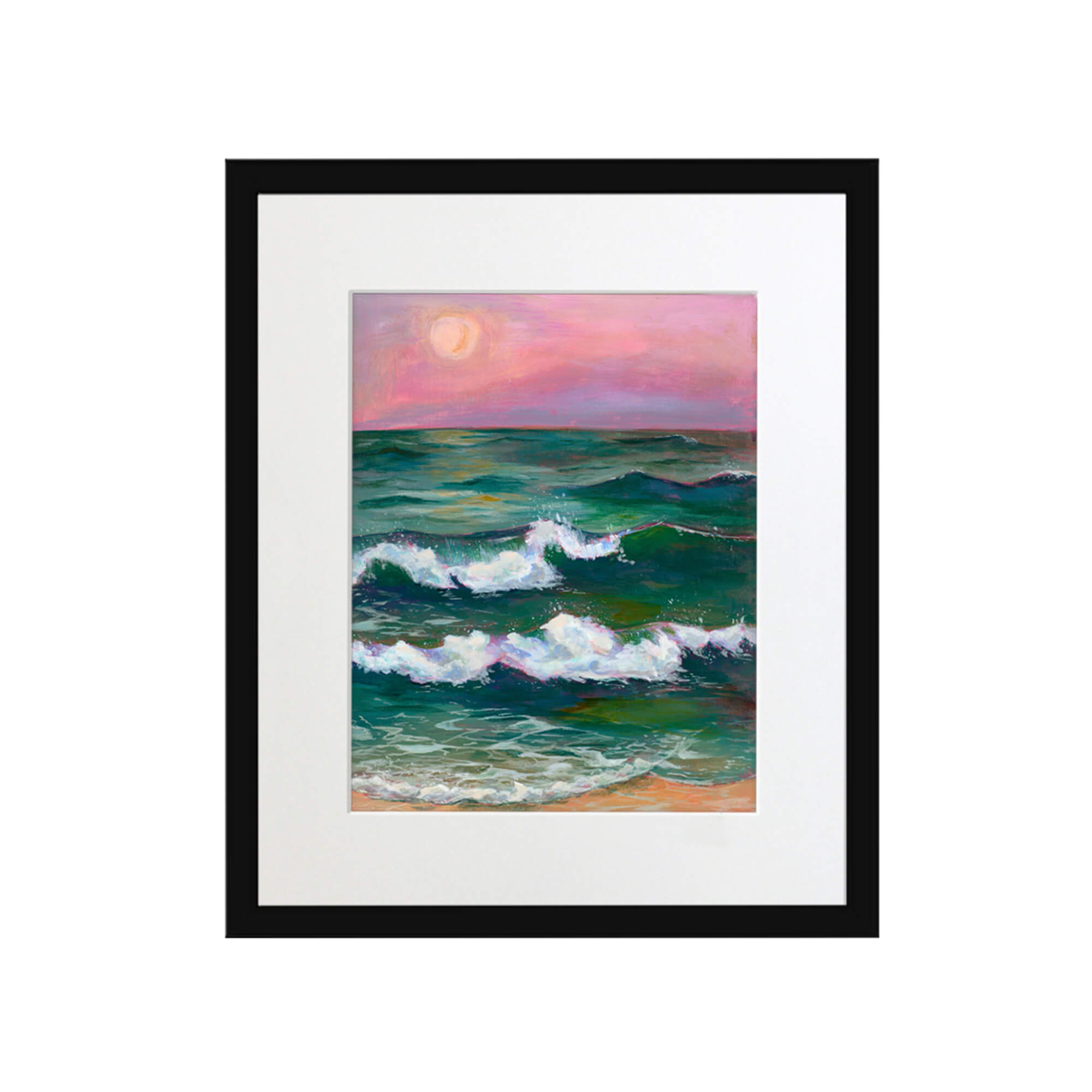 A sunset with pink sky by Hawaii artist Lindsay Wilkins