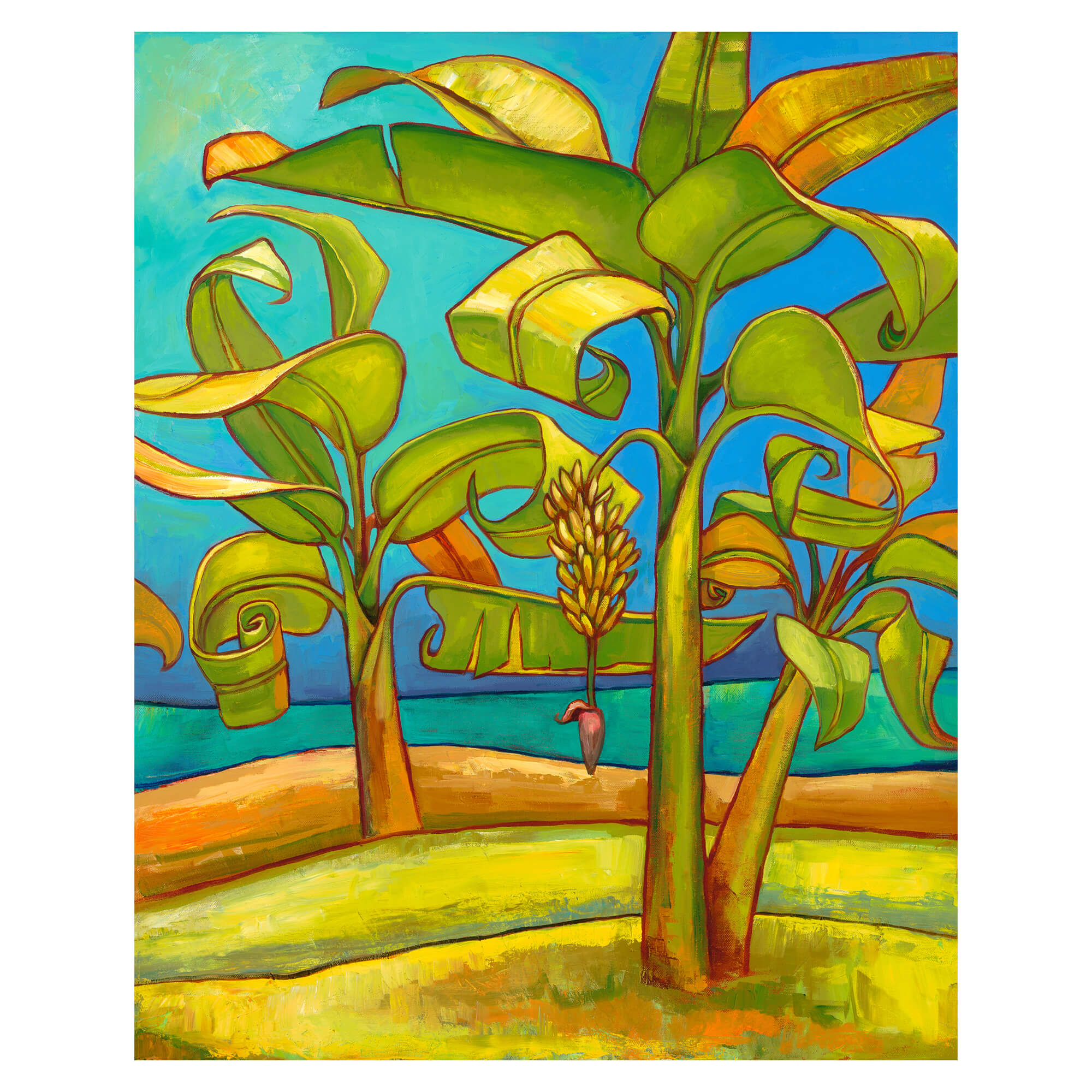 Banana trees in an island by Hawaii artist Colin Redican
