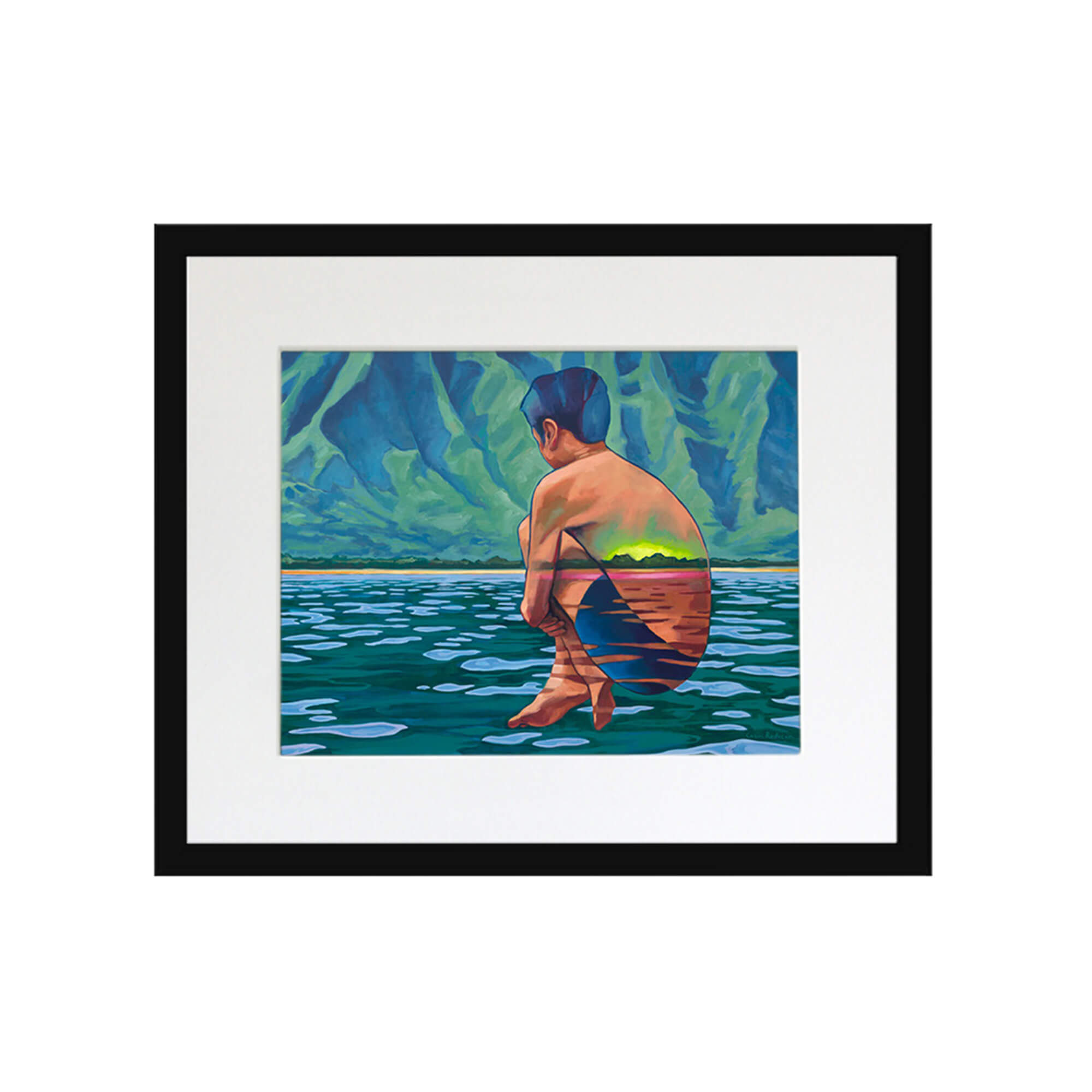 A boy about to jump to the water by Hawaii artist Colin Redican