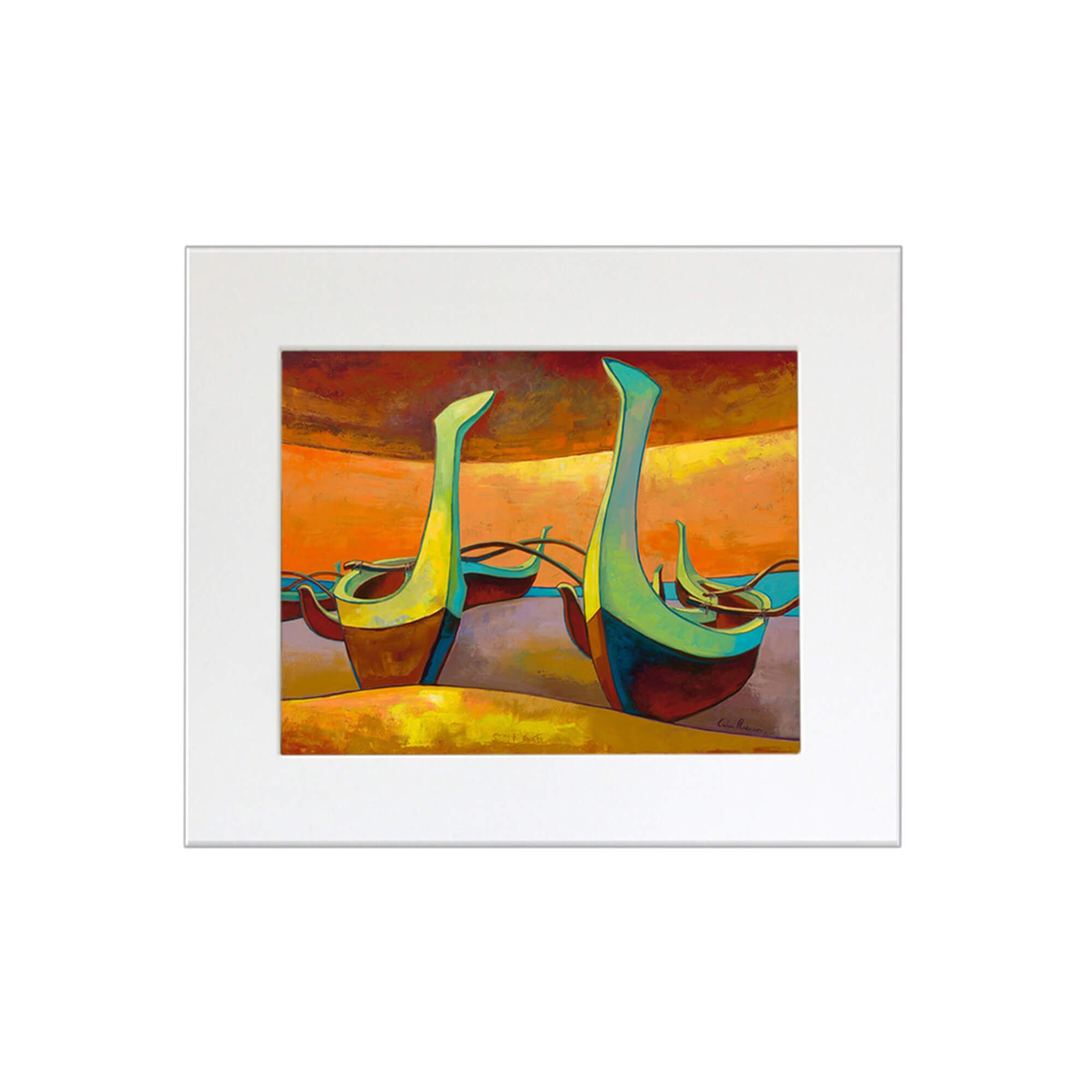 Two boats with sunset light by Hawaii artist Colin Redican
