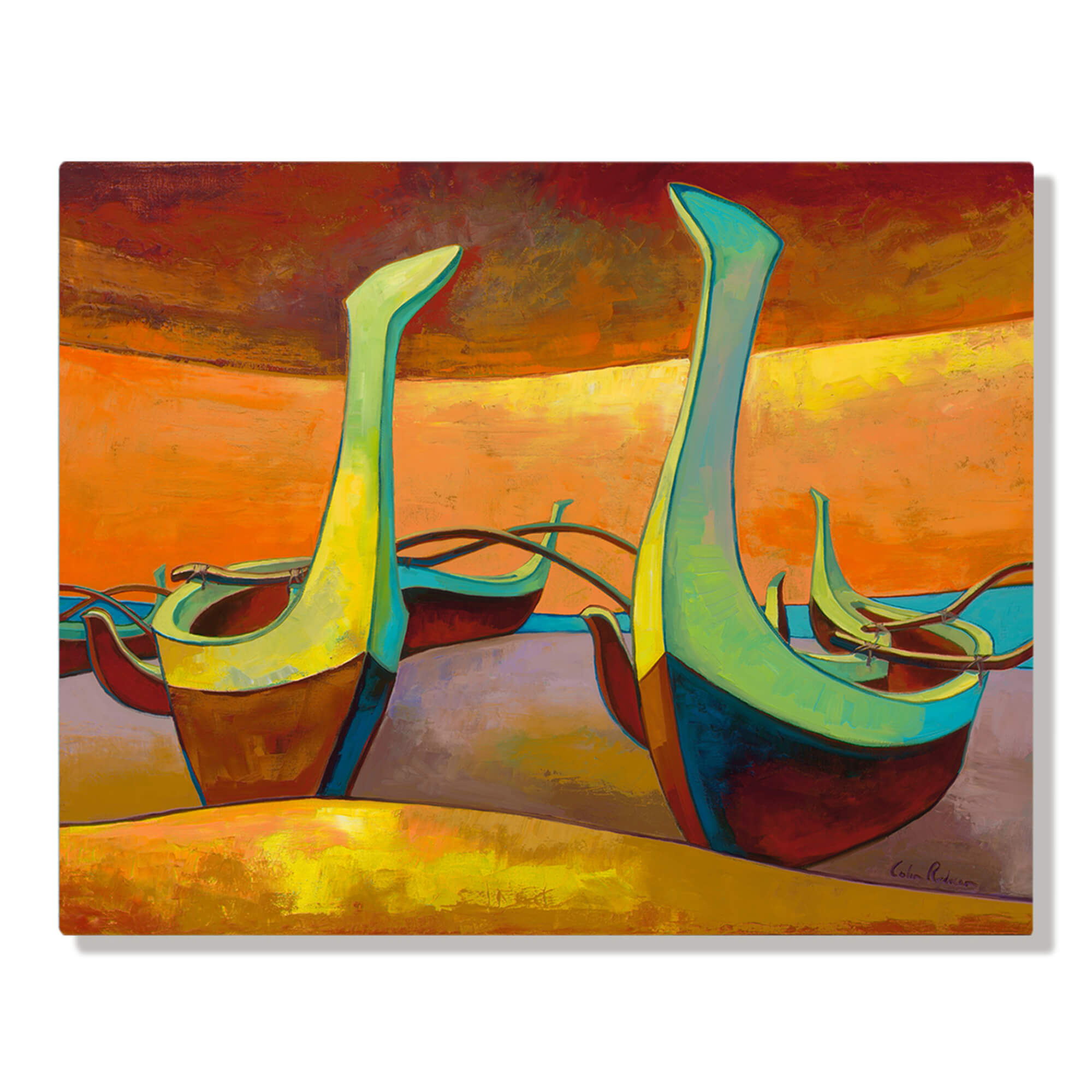 Boat on the shore by Hawaii artist Colin Redican
