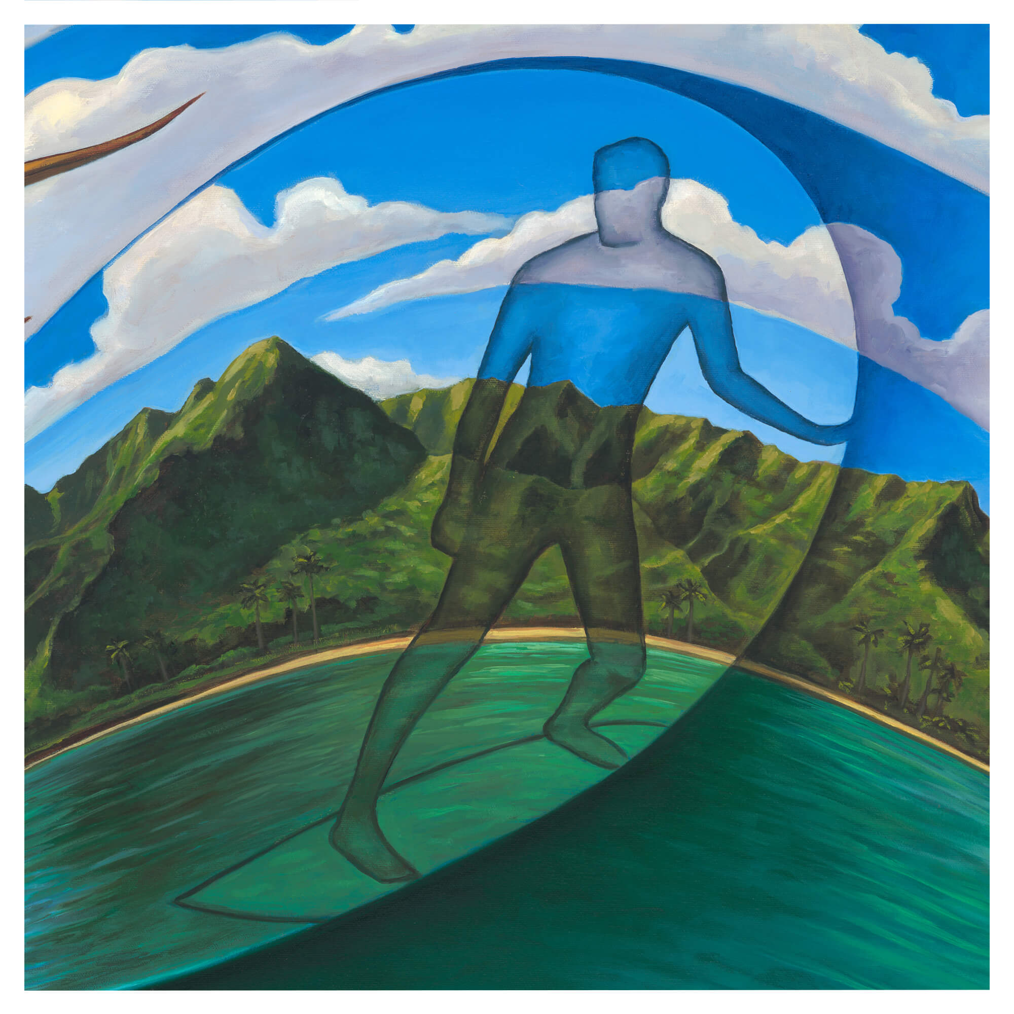 A surfer by Hawaii artist Colin Rdican