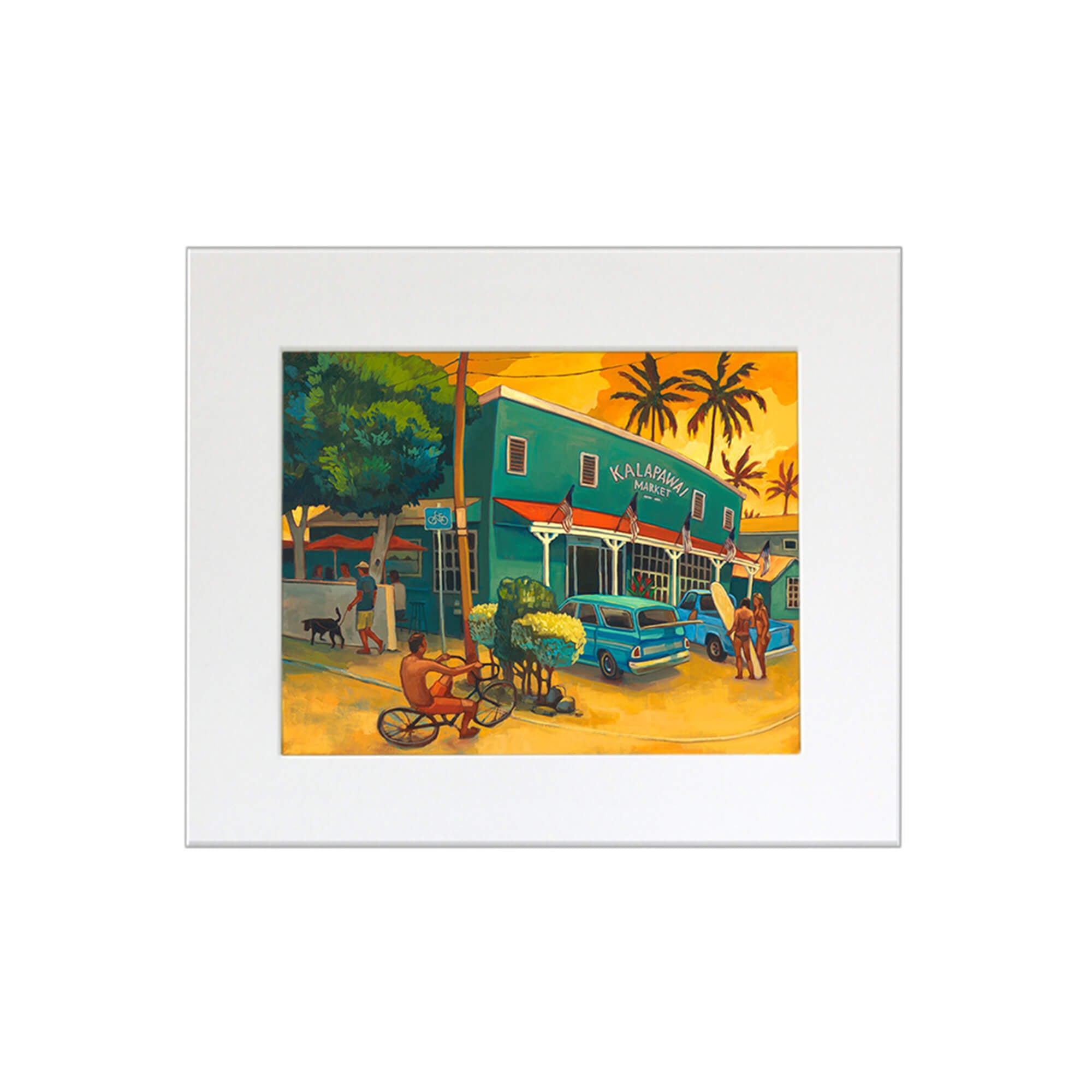 Kalapawaii market with people around by Hawaii artist Colin Redican