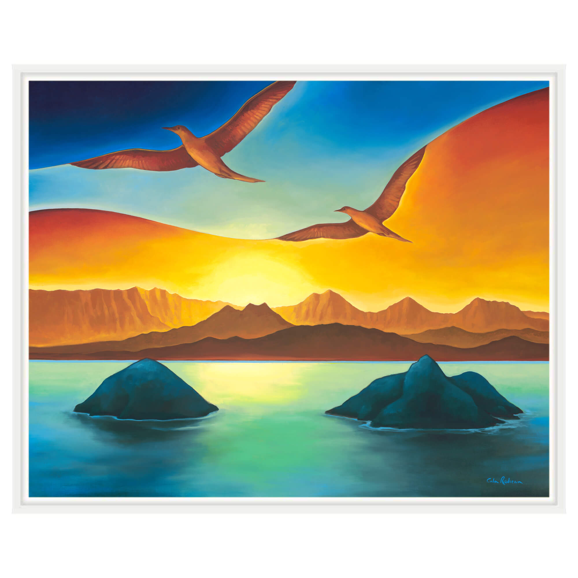 Gradient combination of the dark sky and sunset colors by Hawaii artist Colin redican