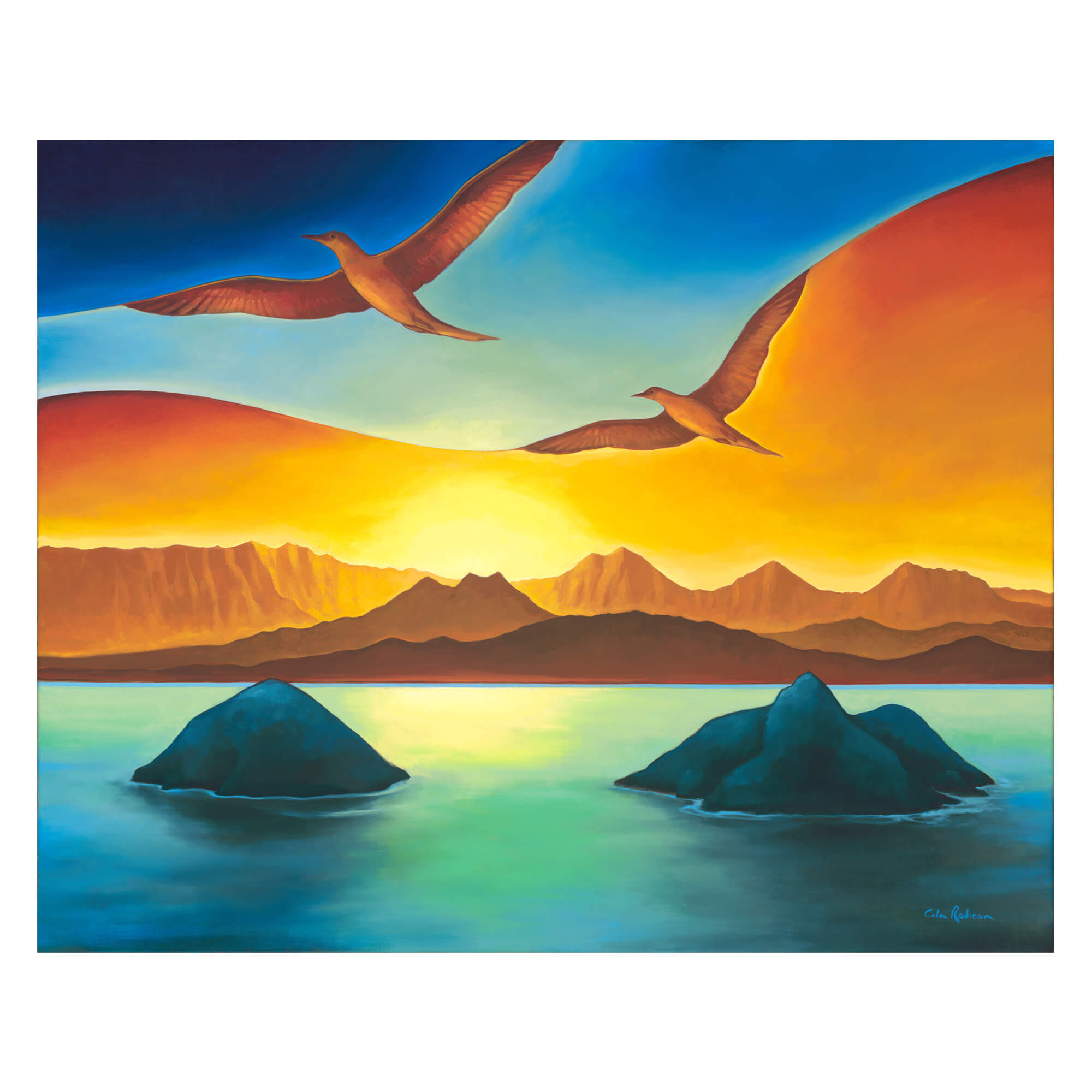 A bird's eye view of the sunset by Hawaii artist Colin Redican
