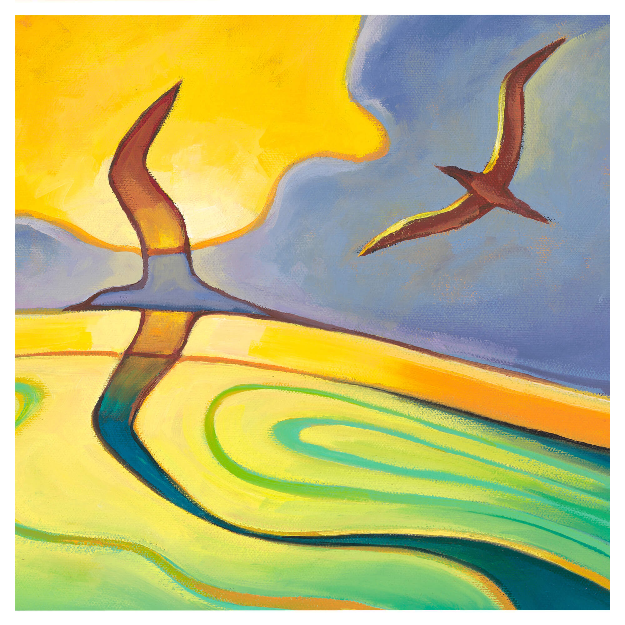 Two birds flying by Hawaii artist Colin Redican