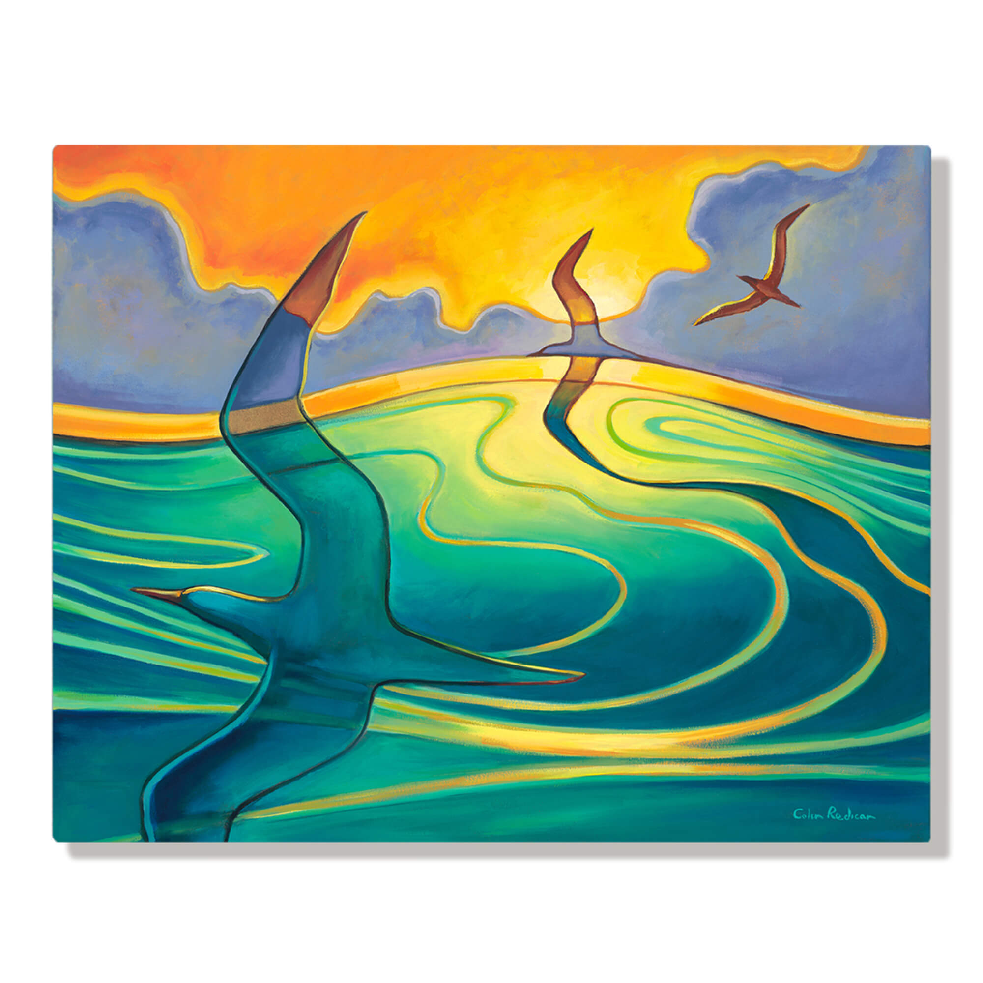 An abstract depicting of birds flying by Hawaii artist Colin Redican