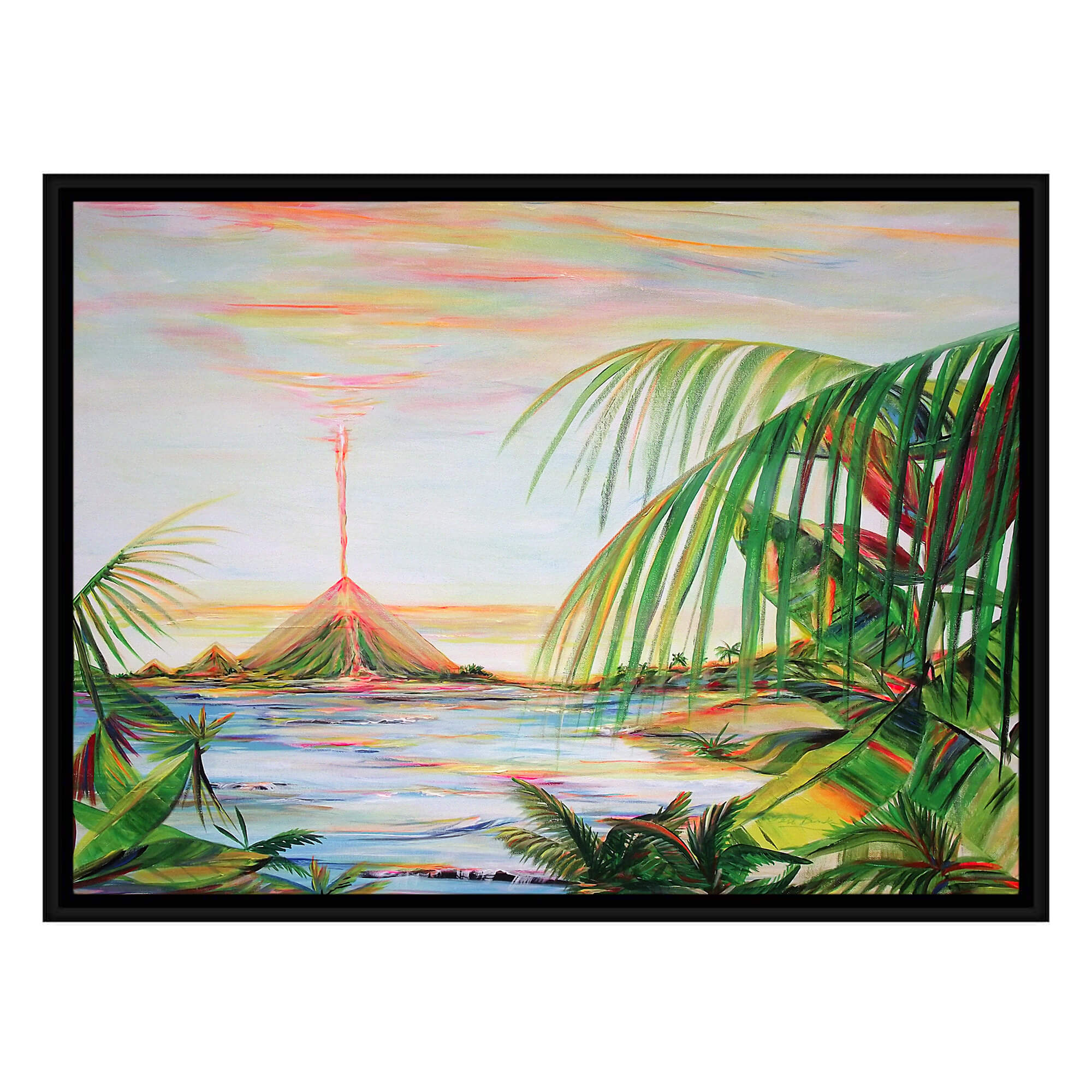 A seascape with a distant volcano by Hawaii artist Jess Burda