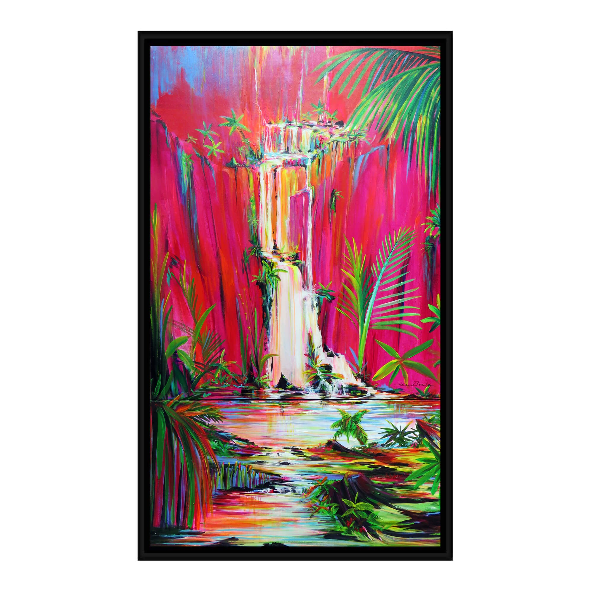 A pink hued waterfall by Hawaii artist Jess Burda