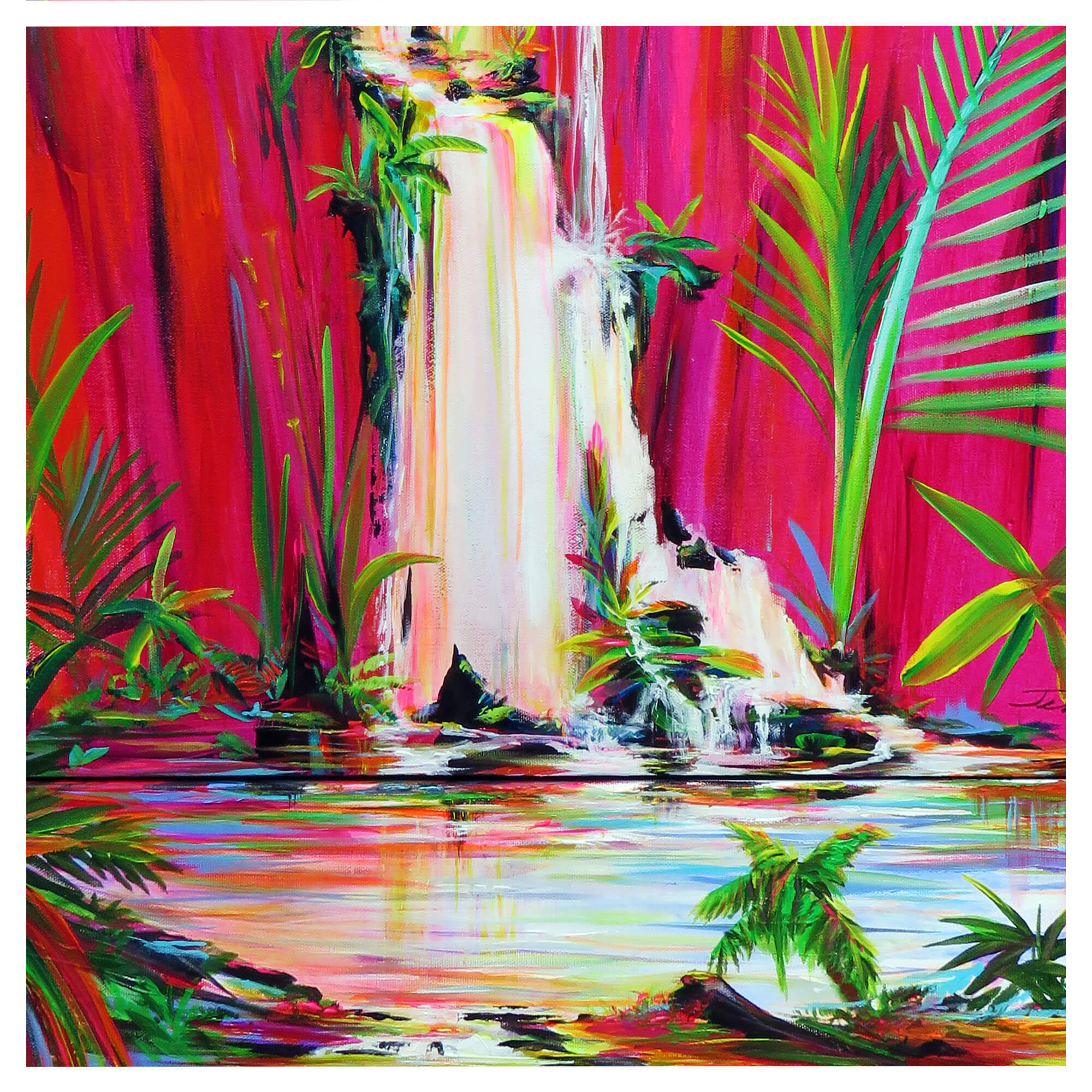 Multi colored waterfall by Hawaii artist Jess Burda 