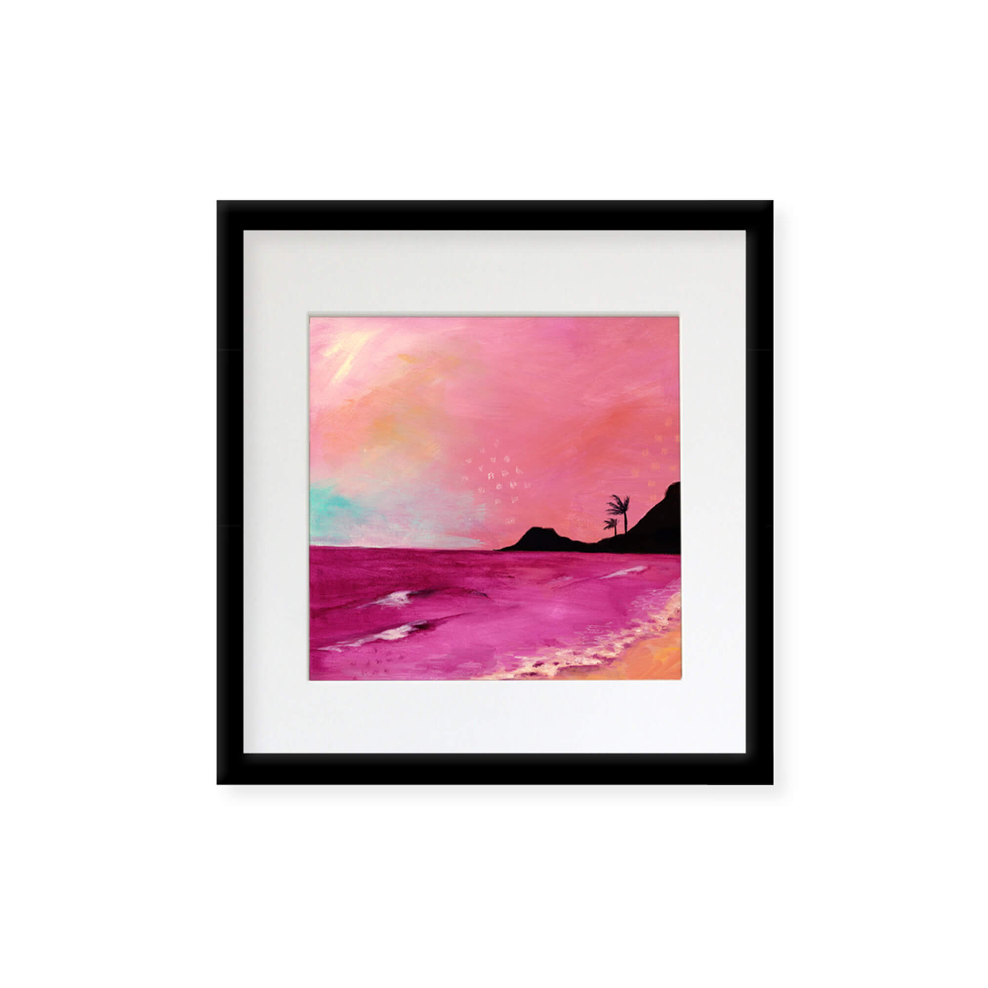 A seascape with shades of light and dark  pink by Hawaii artist Lindsay Wilkins