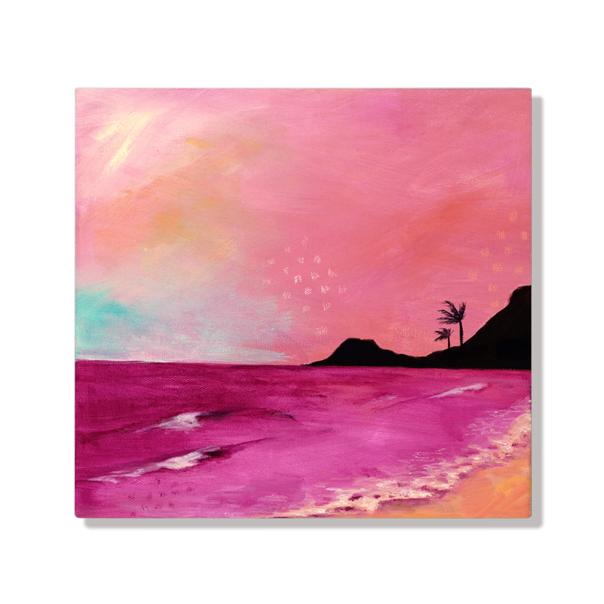 A pink hued seascape by Hawaii artist Lindsay Wilkins