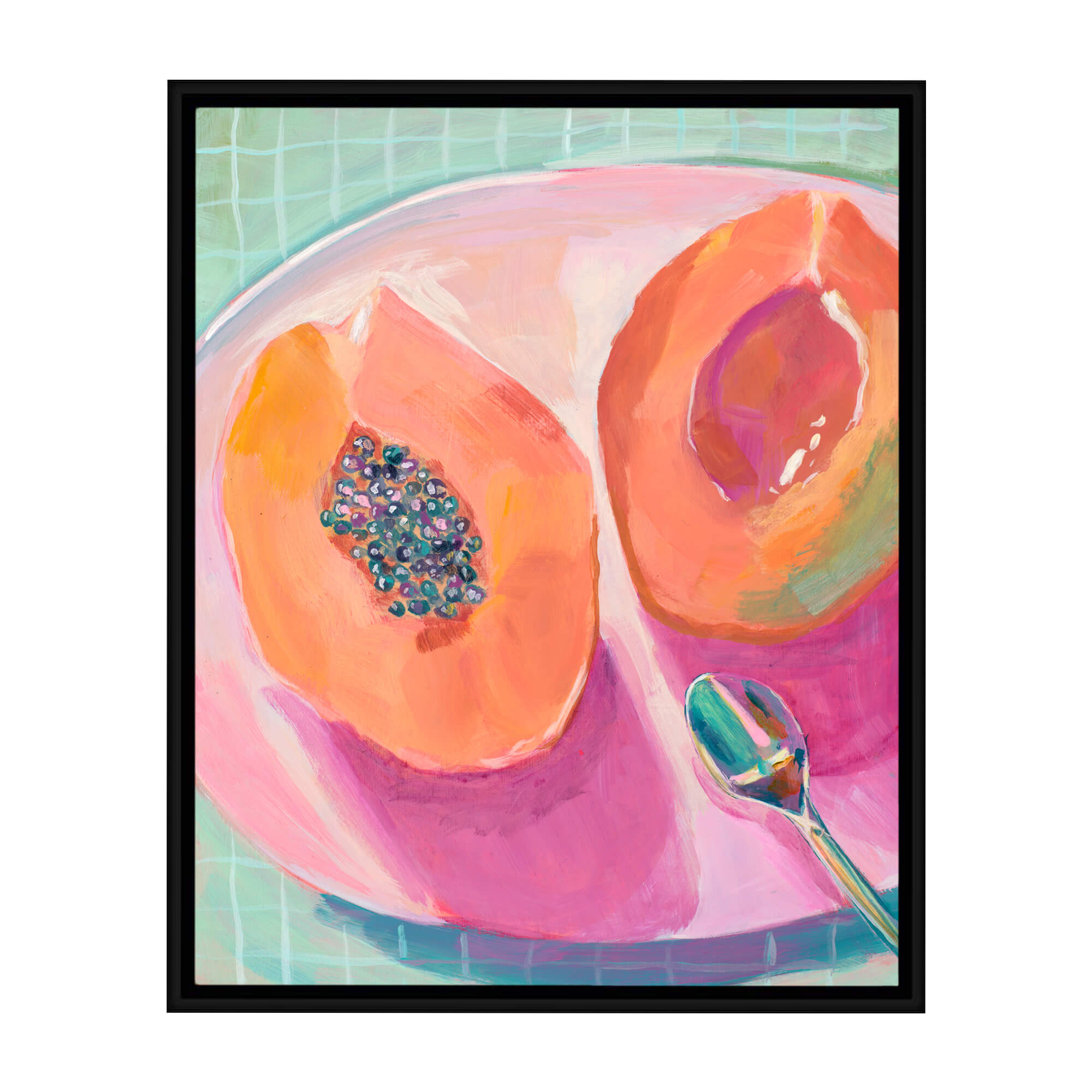 A papa fruit on a plate ready to eat by Hawaii artist Lindsay Wilkins
