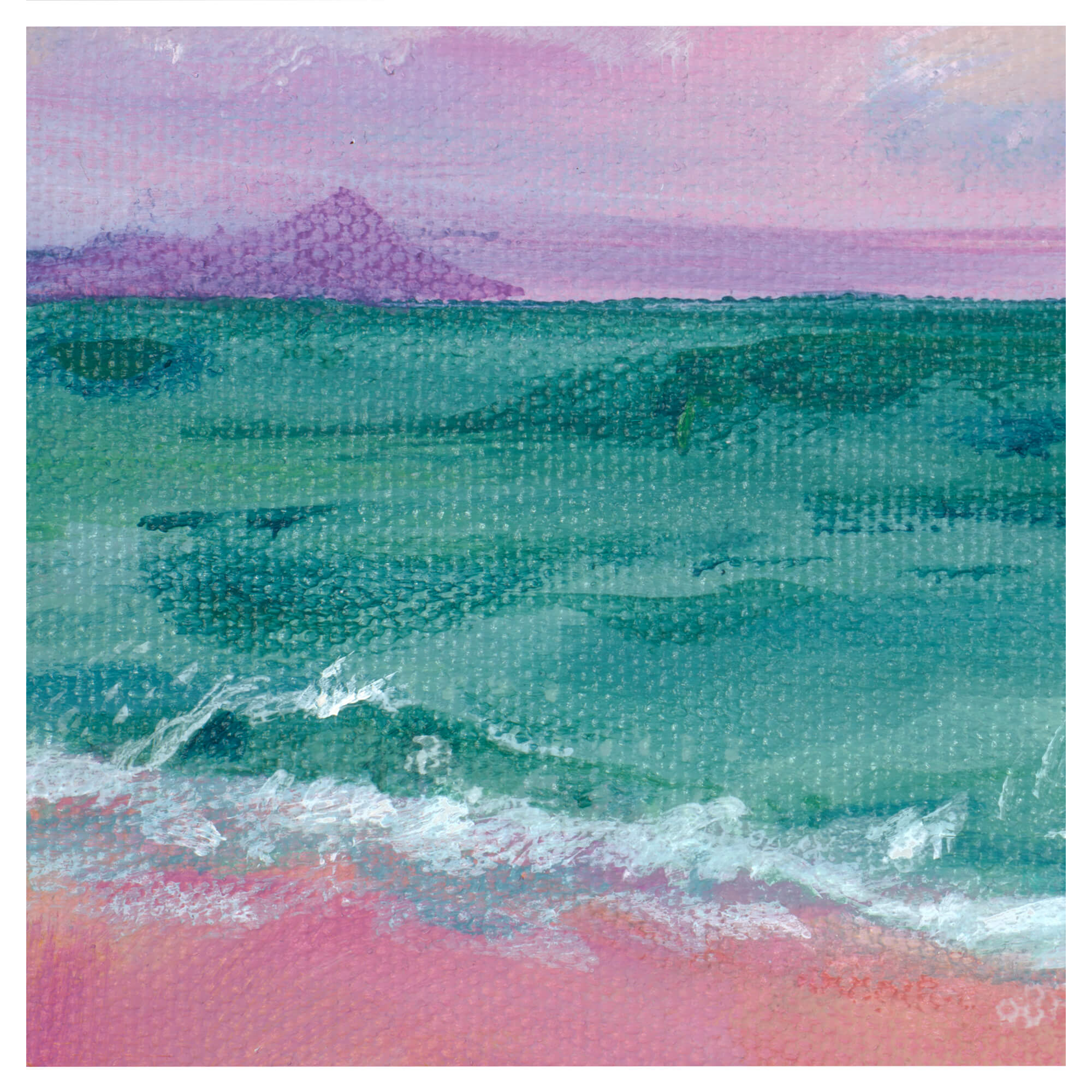 Purple-hued distant island by Hawaii artist Lindsay Wilkins