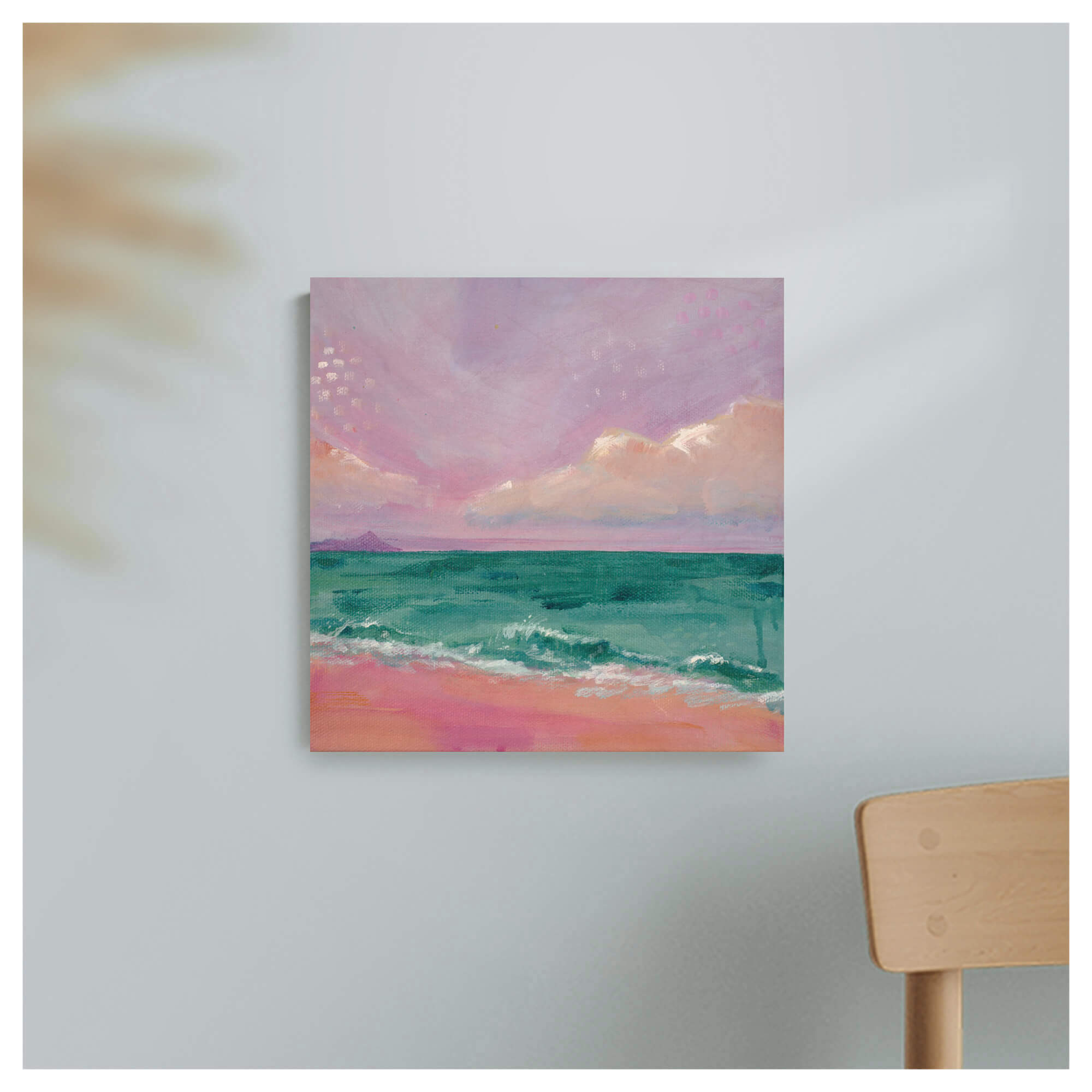 Dream-like purple hued sky seascape by Hawaii artist Lindsay Wilkins