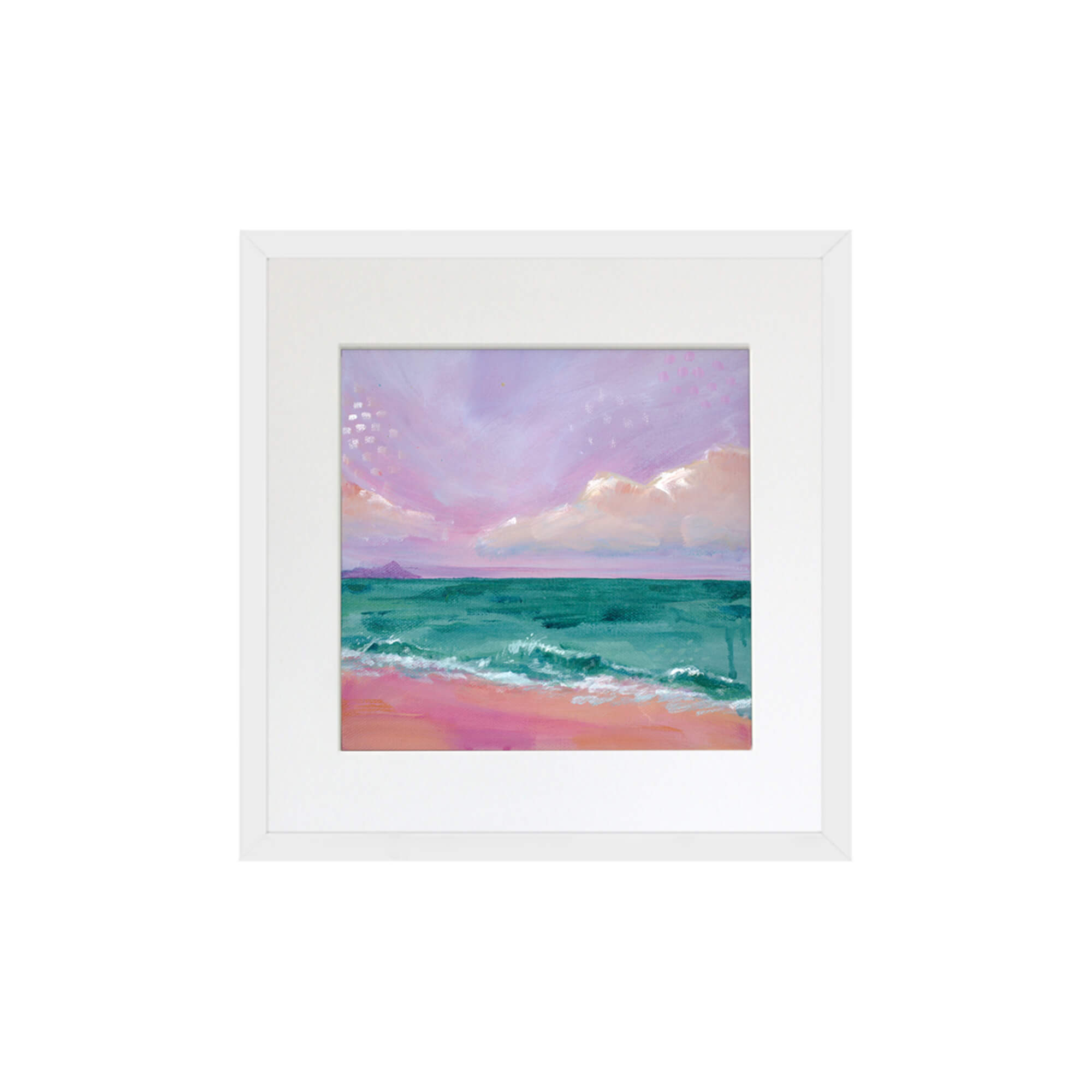 A seascape and horizon with lavender sky by Hawaii artist Lindsay Wilkins 
