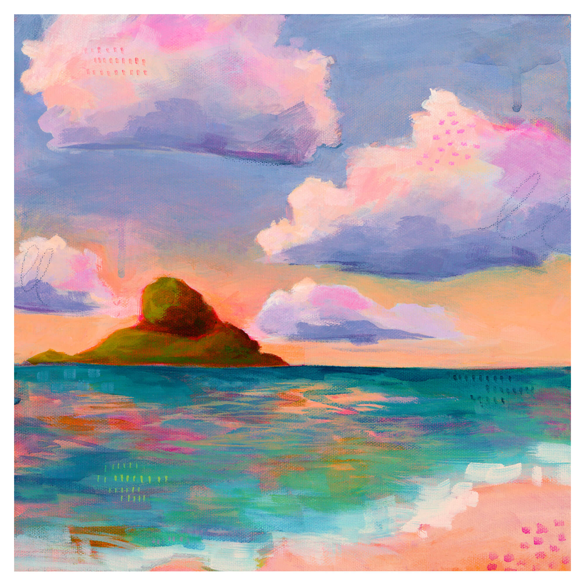 A vibrant multi-colored seascape by Hawaii artist Lindsay Wilkins