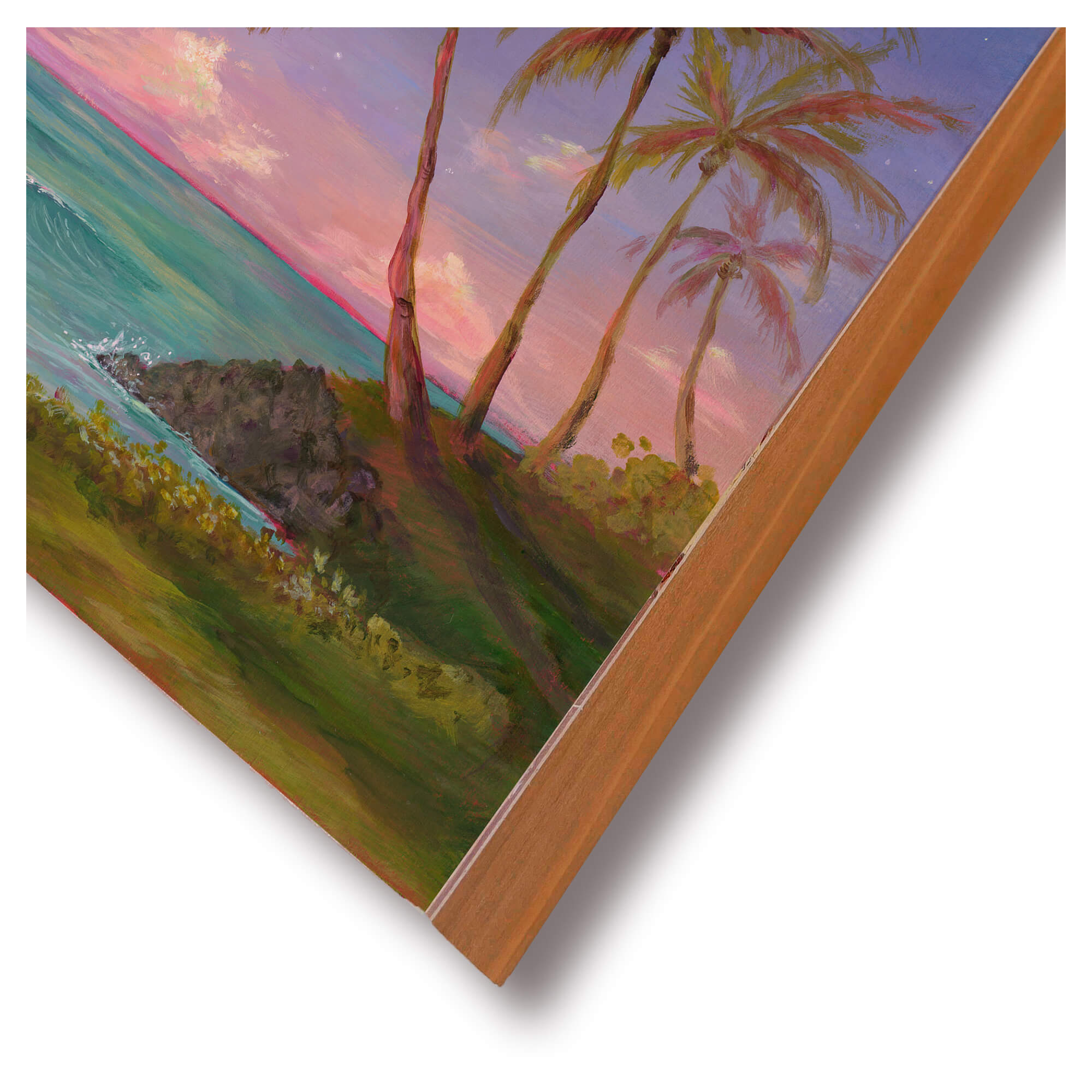 Coconut trees on a cliff by Hawaii artist Lindsay Wilkins