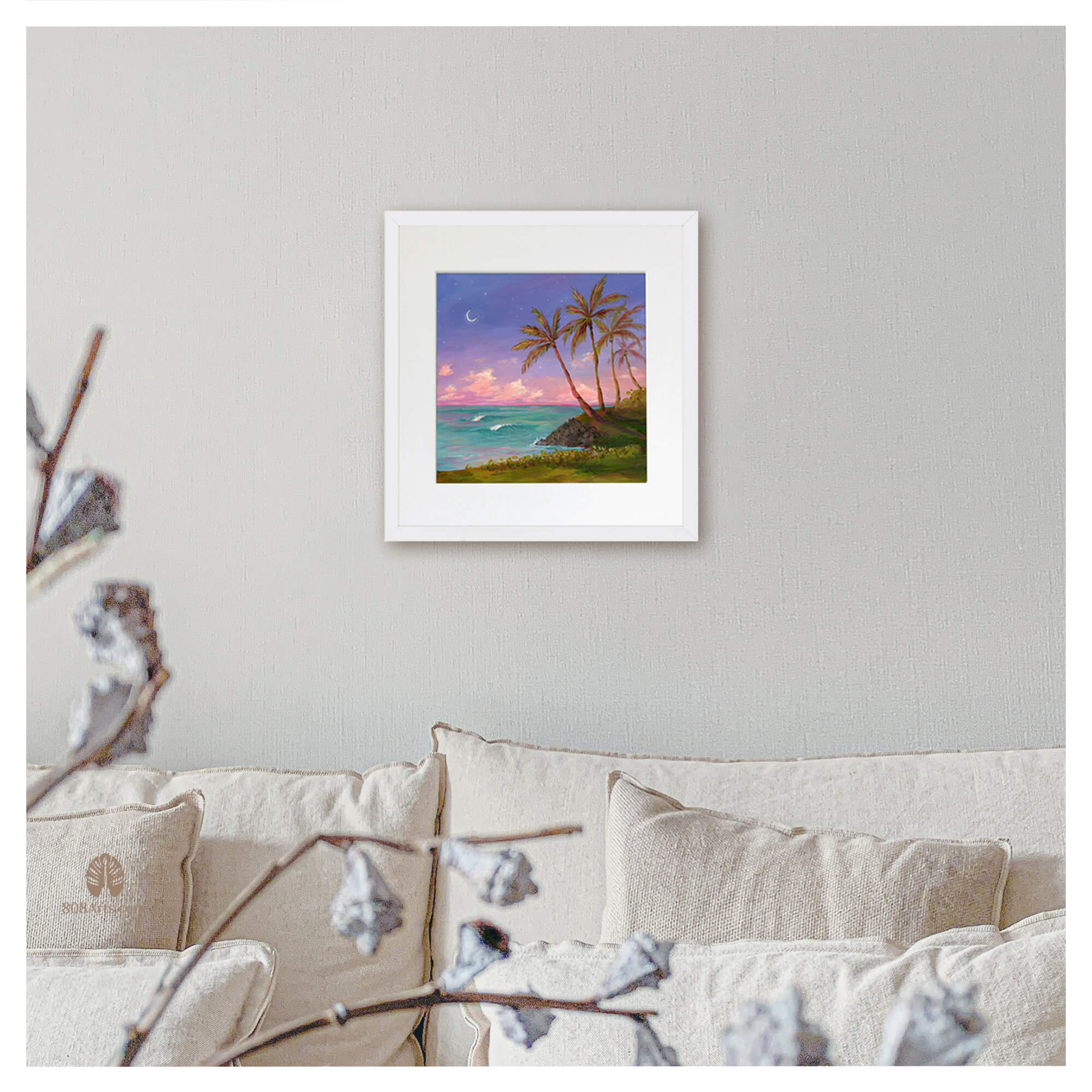 A cliff with coconut trees by Hawaii artist Lindsay Wilkins
