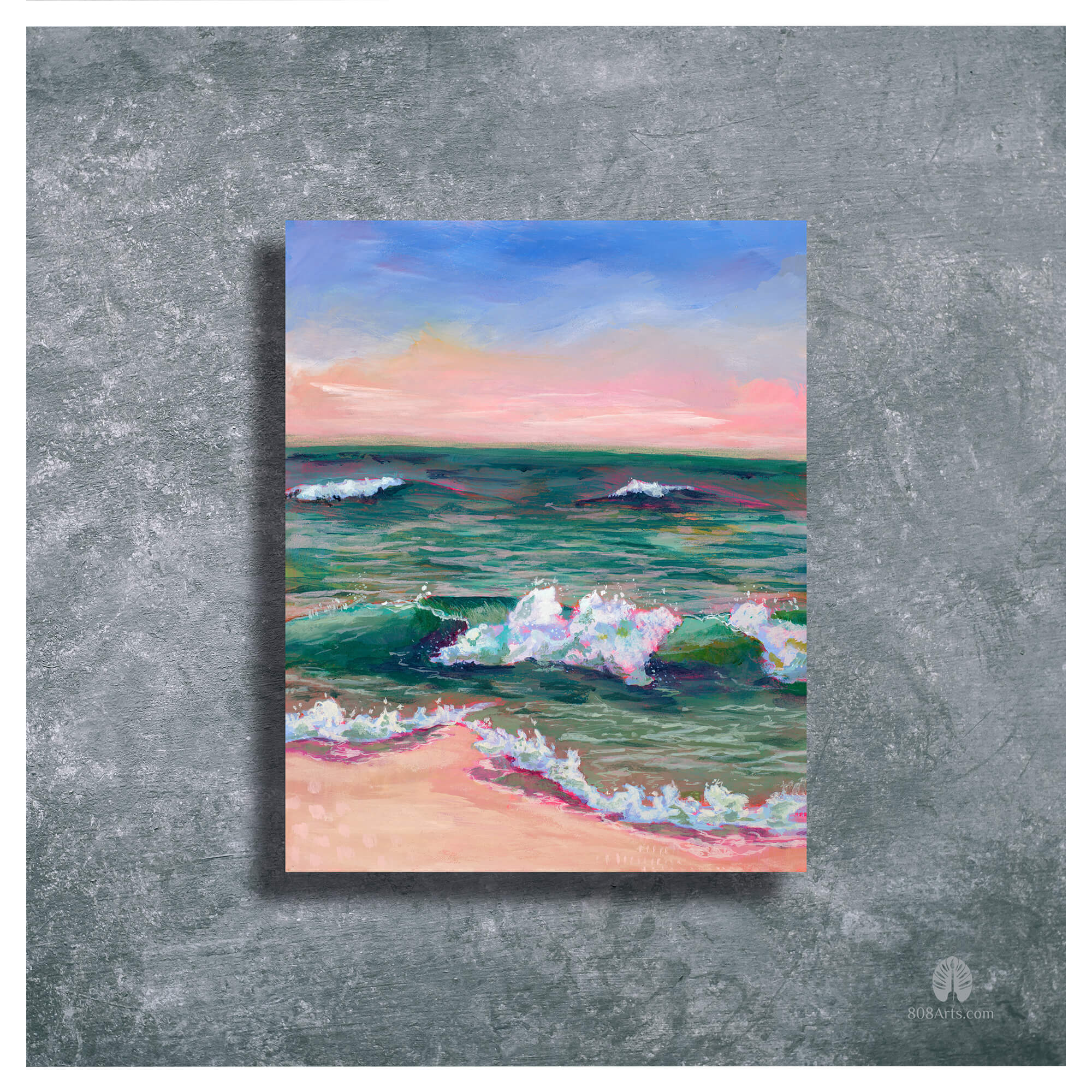 Pastel hued seascape and horizon by Hawaii artist Lindsay Wilkins