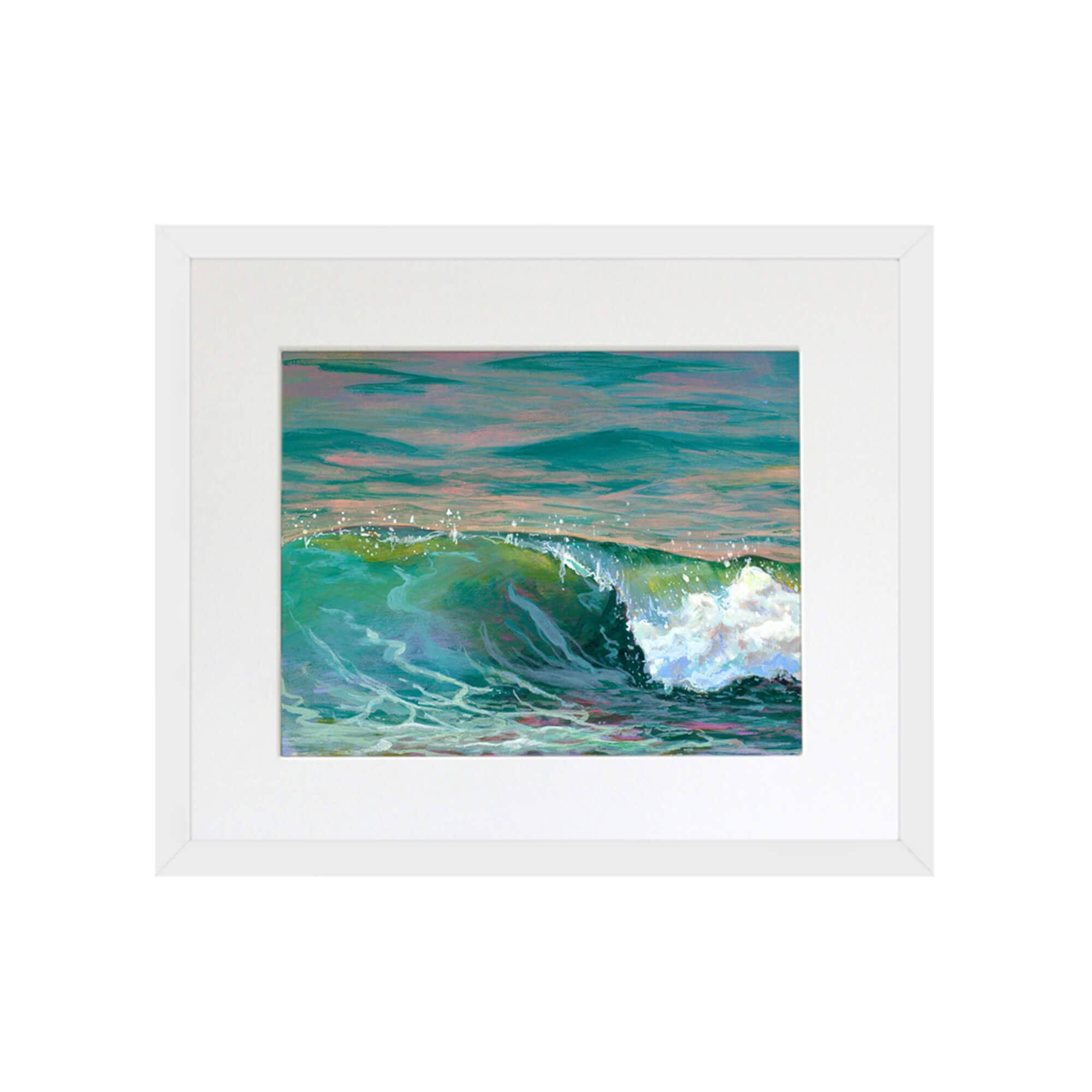 A wave with different shades of green by Hawaii artist Lindsay Wilkins
