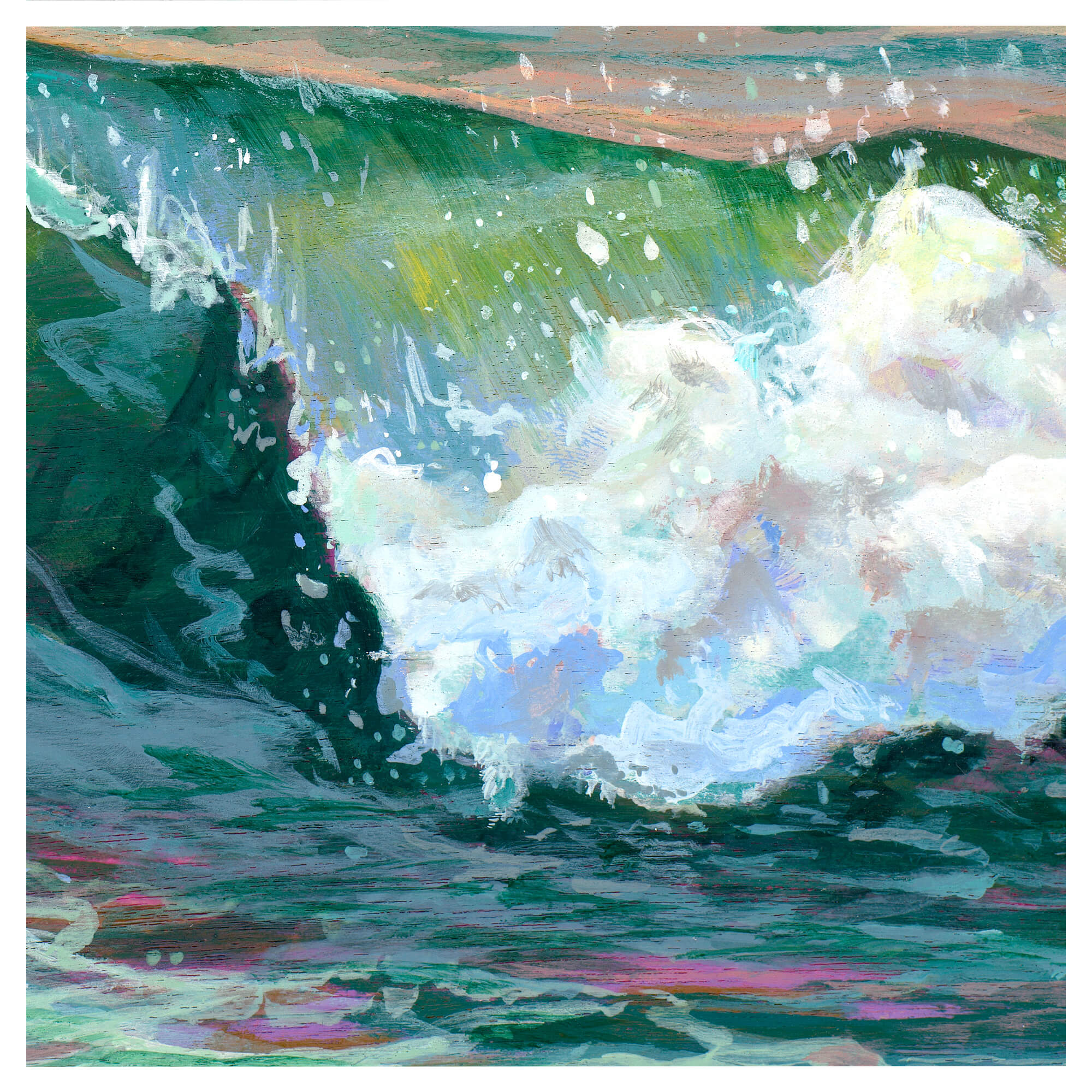 Large crashing waves by Hawaii artist Lindsay Wilkins