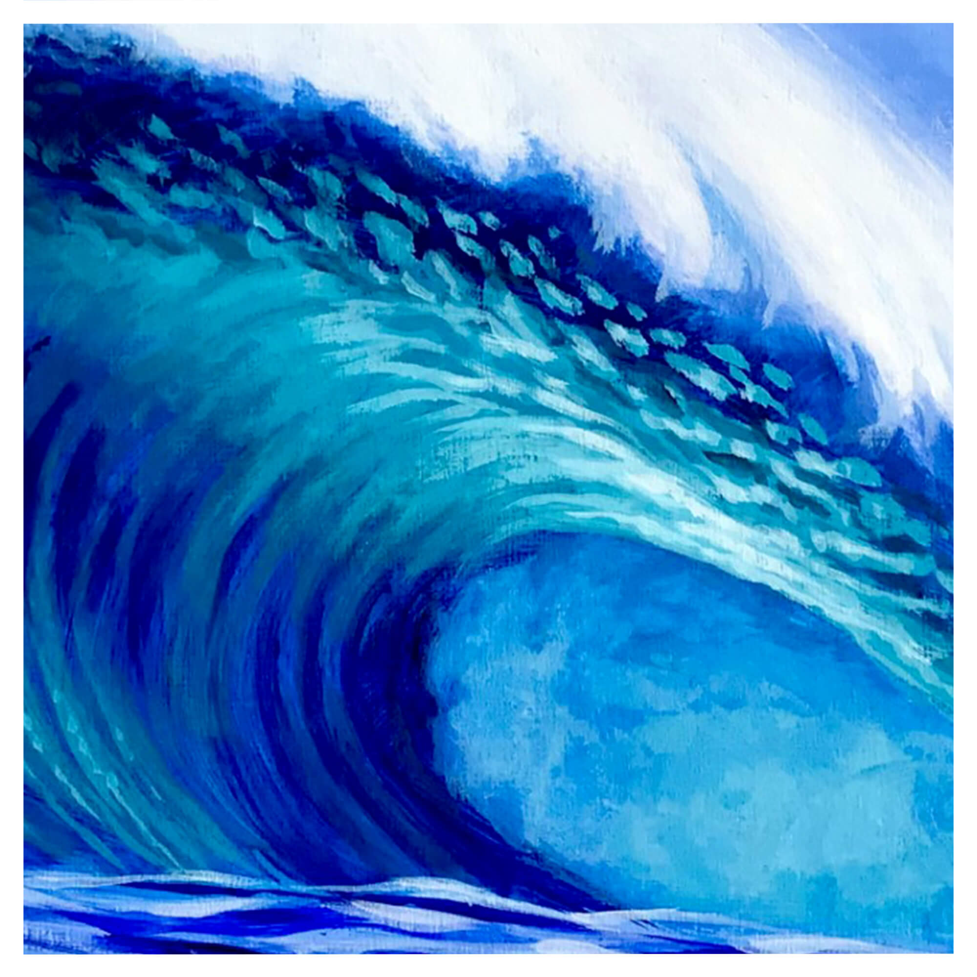 Blue barrel wave art by Hawaii artist Patrick Parker
