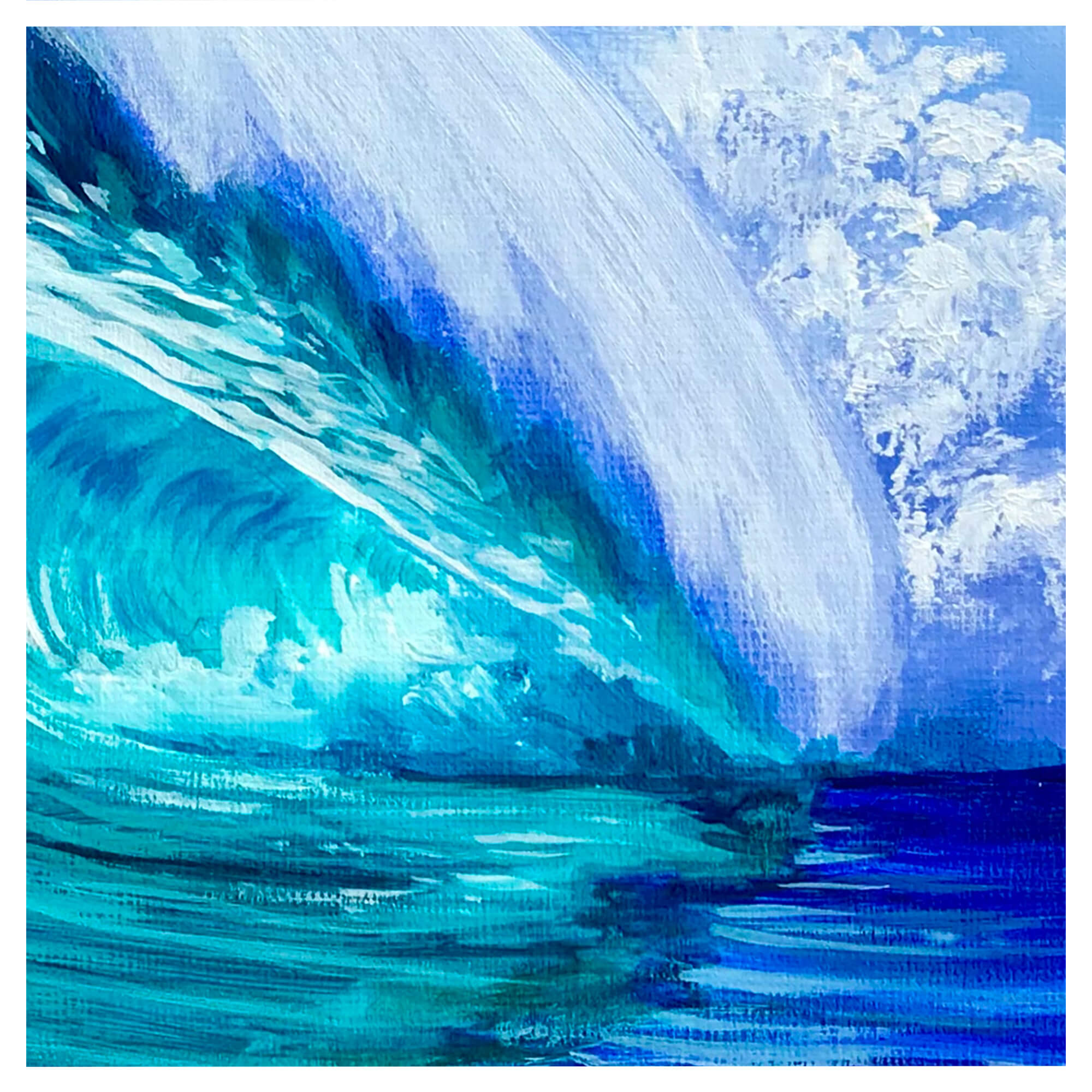 Teal and blue wave art by Hawaii artist Patrick Parker