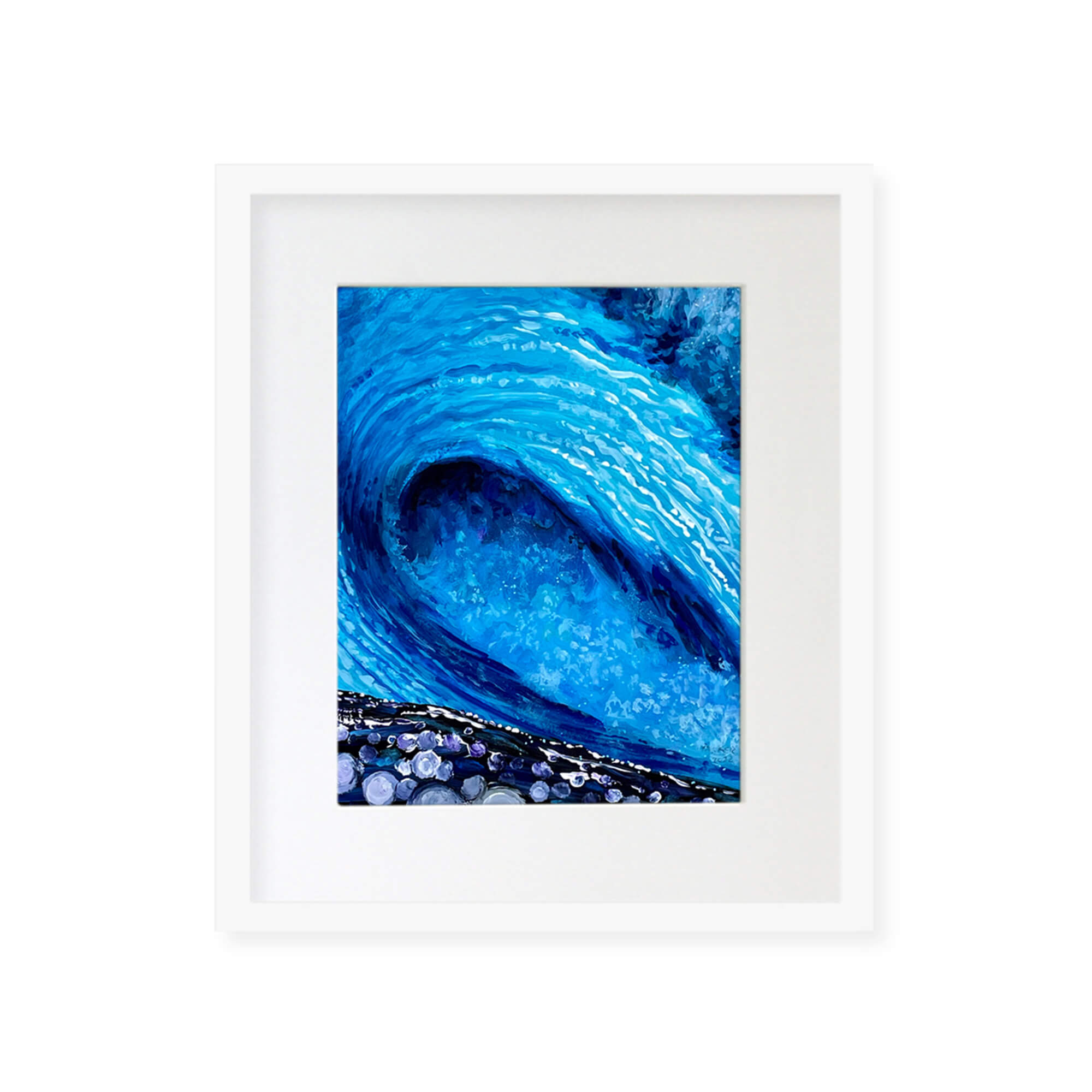 Vibrant blue hued breaking wave by Hawaii artist Patric Parker