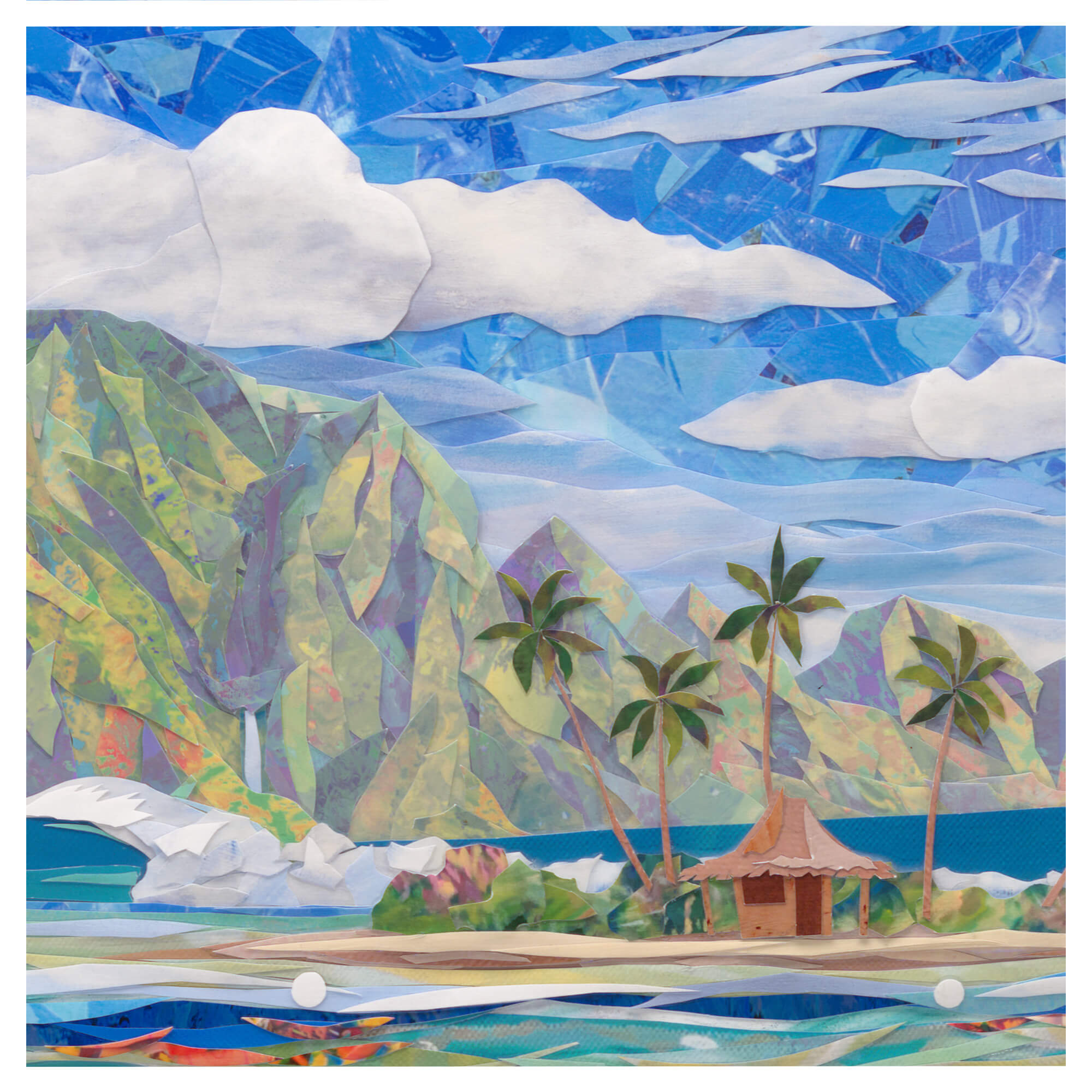 Close up details of artwork Friendly Confines by Hawaii artist Patrick Parker