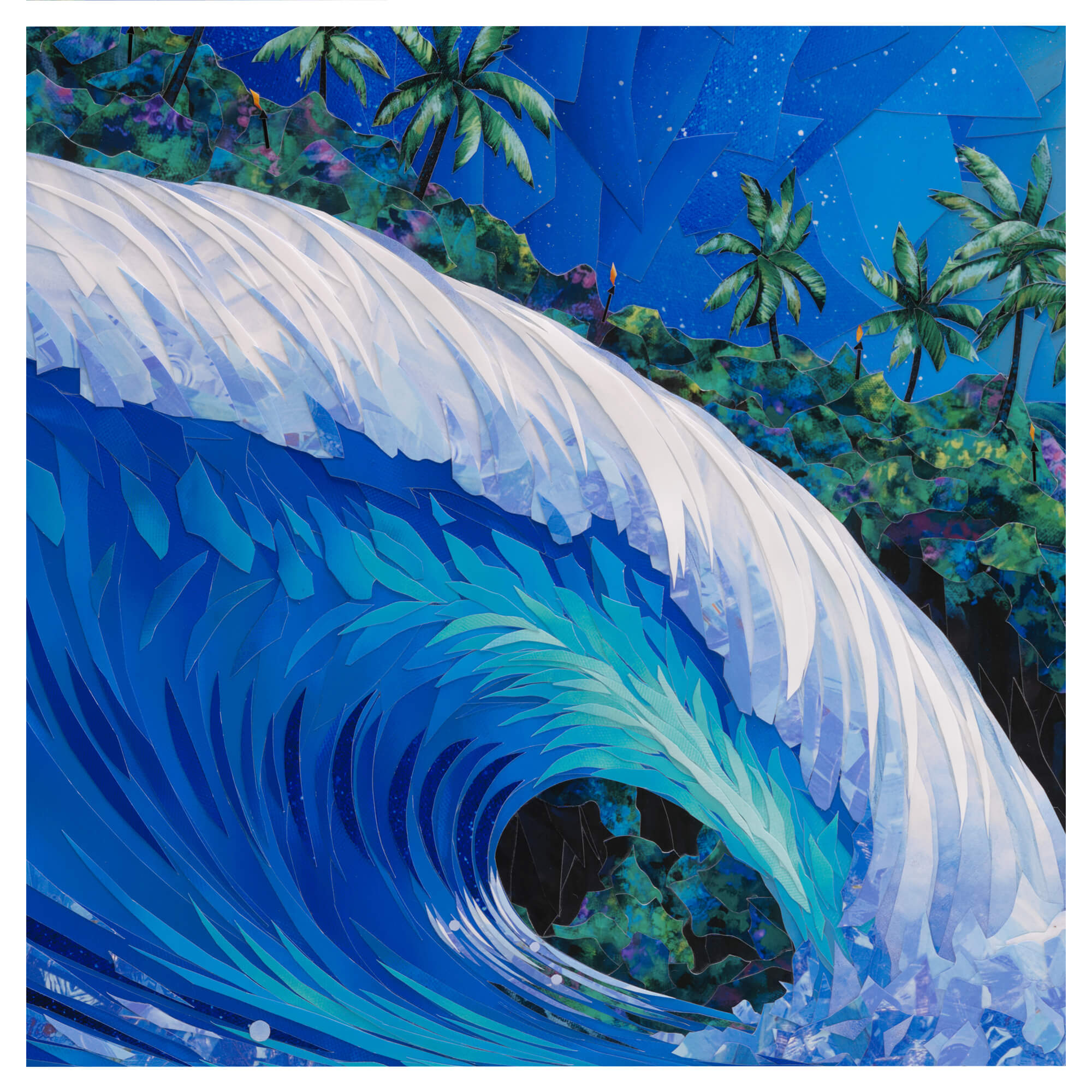 Close up details of artwork Into The Blue by Hawaii artist Patrick Parker