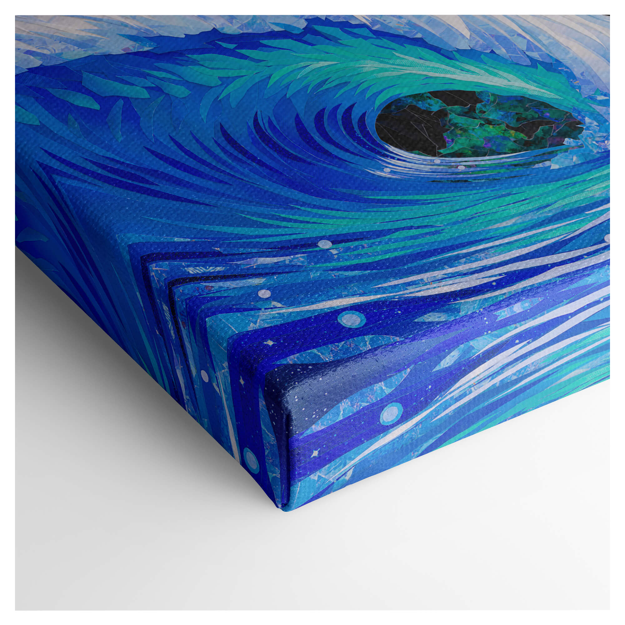 Canvas giclée print edge details of artwork Into The Blue by Hawaii artist Patrick Parker