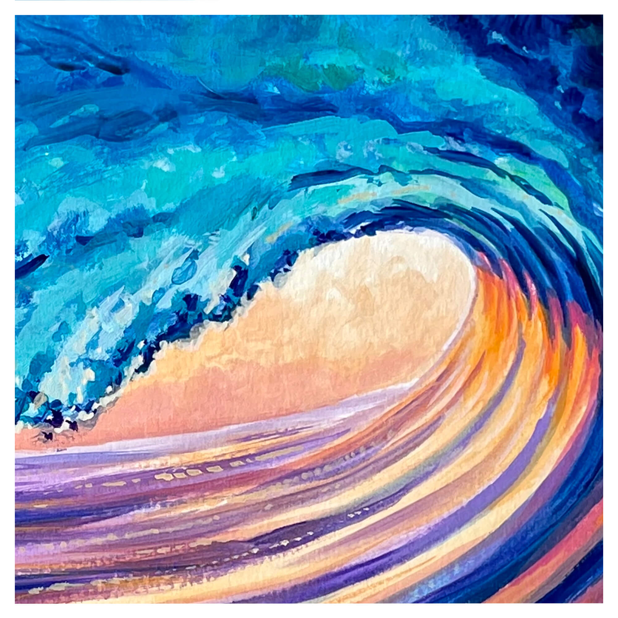 Blue with purple and orange hue wave art by Hawaii artist Patrick Parker