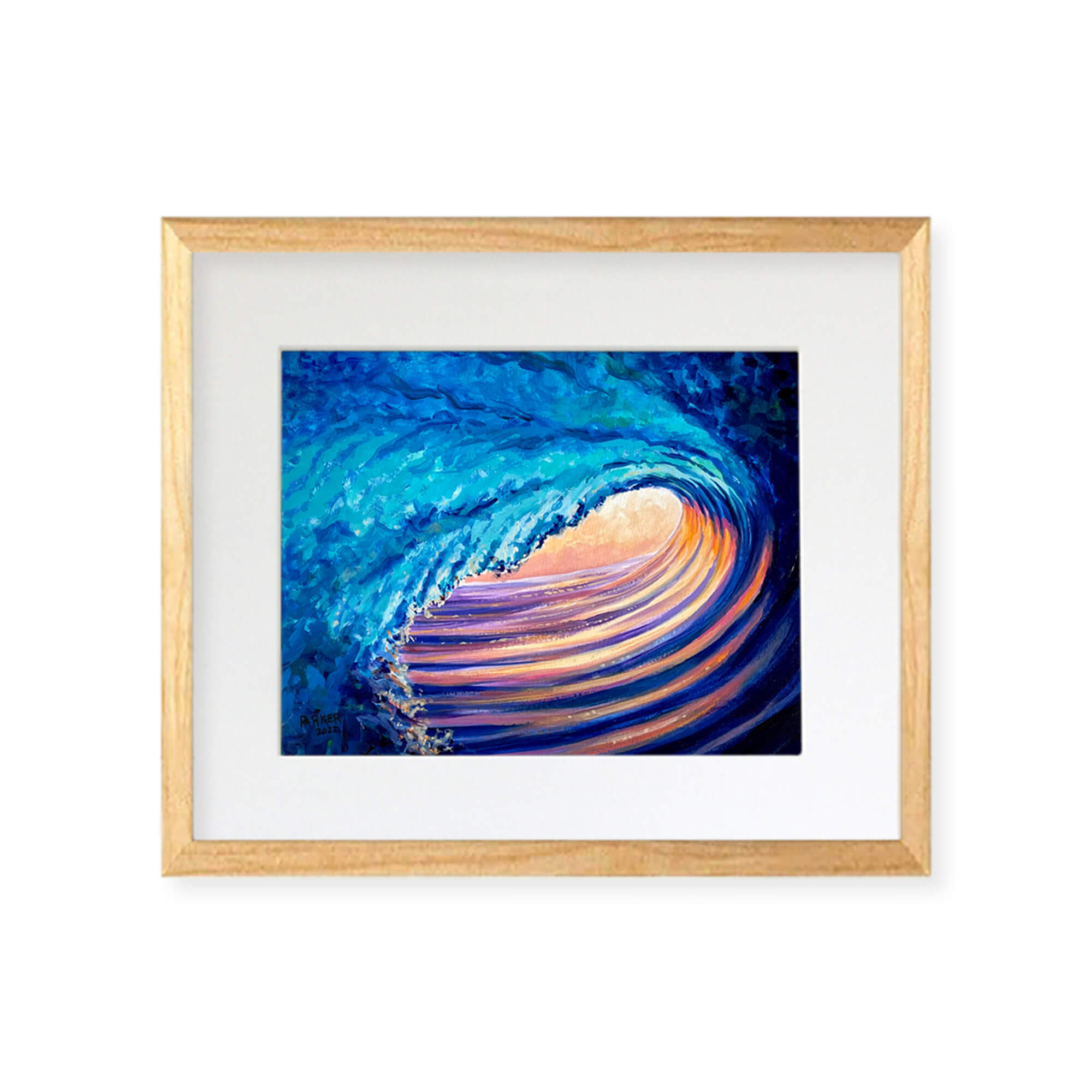 Sunset as seen from a wave barrel by Surf artist Patrick Parker
