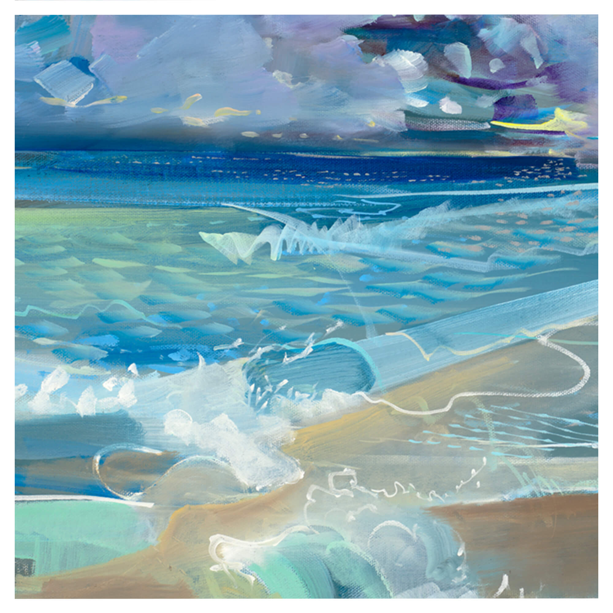 Painting of an abstract seascape by Hawaii artist Saumolie Puapuaga