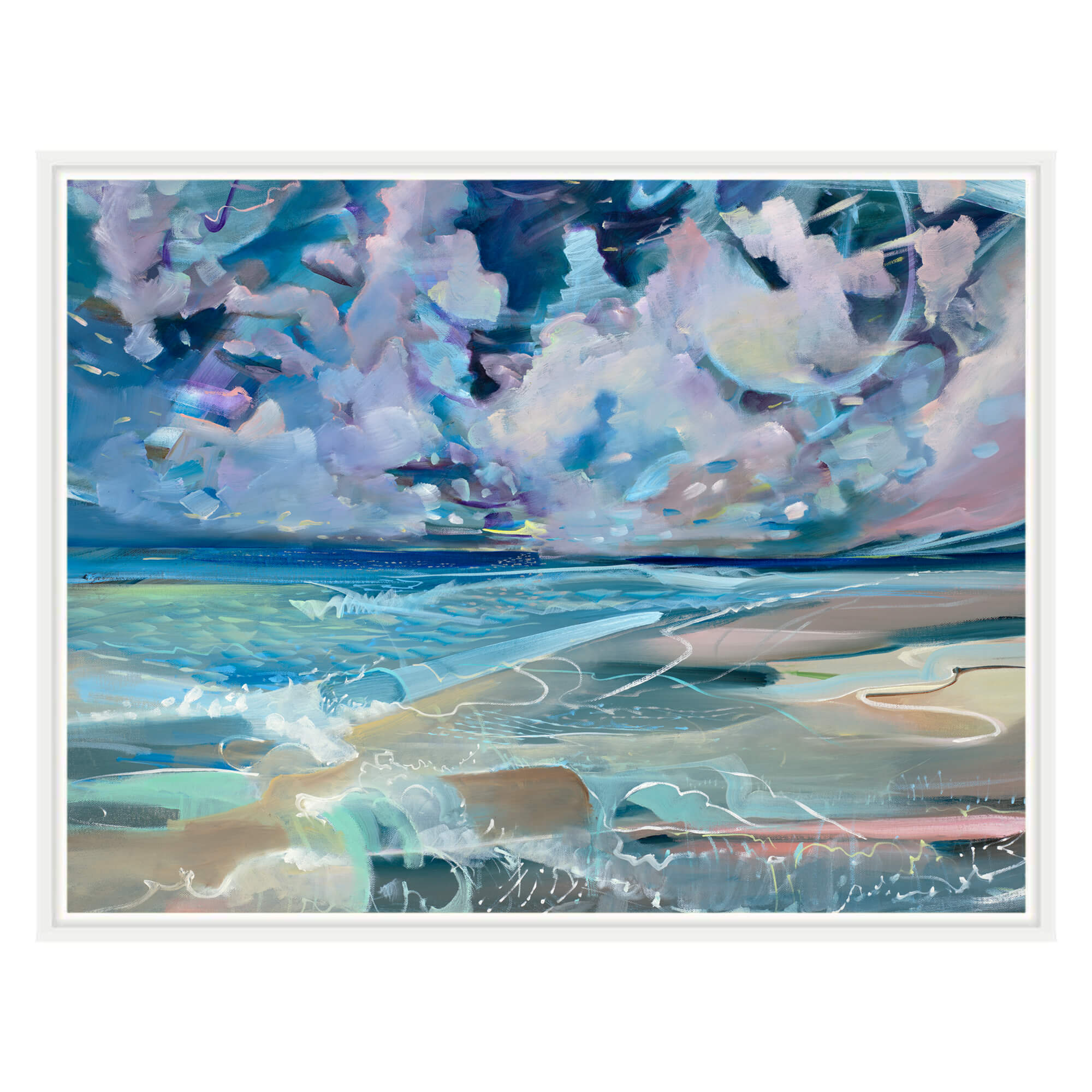Colorful abstract painting featuring Hawaii's classic beach view by Hawaii artist Saumolia Puapuaga