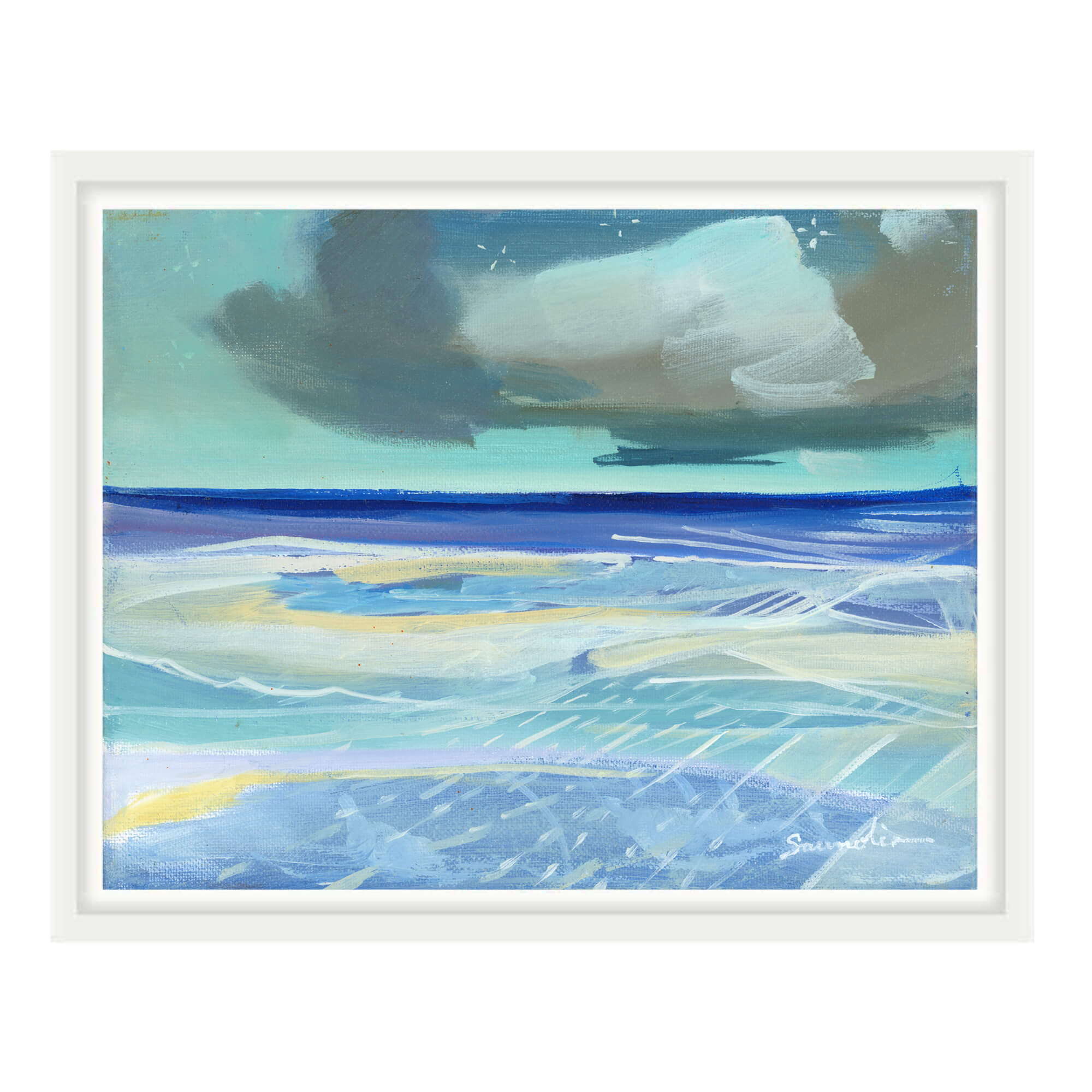 Vibrant blue with yellow touch seascape painting by Saumolia Puapuaga