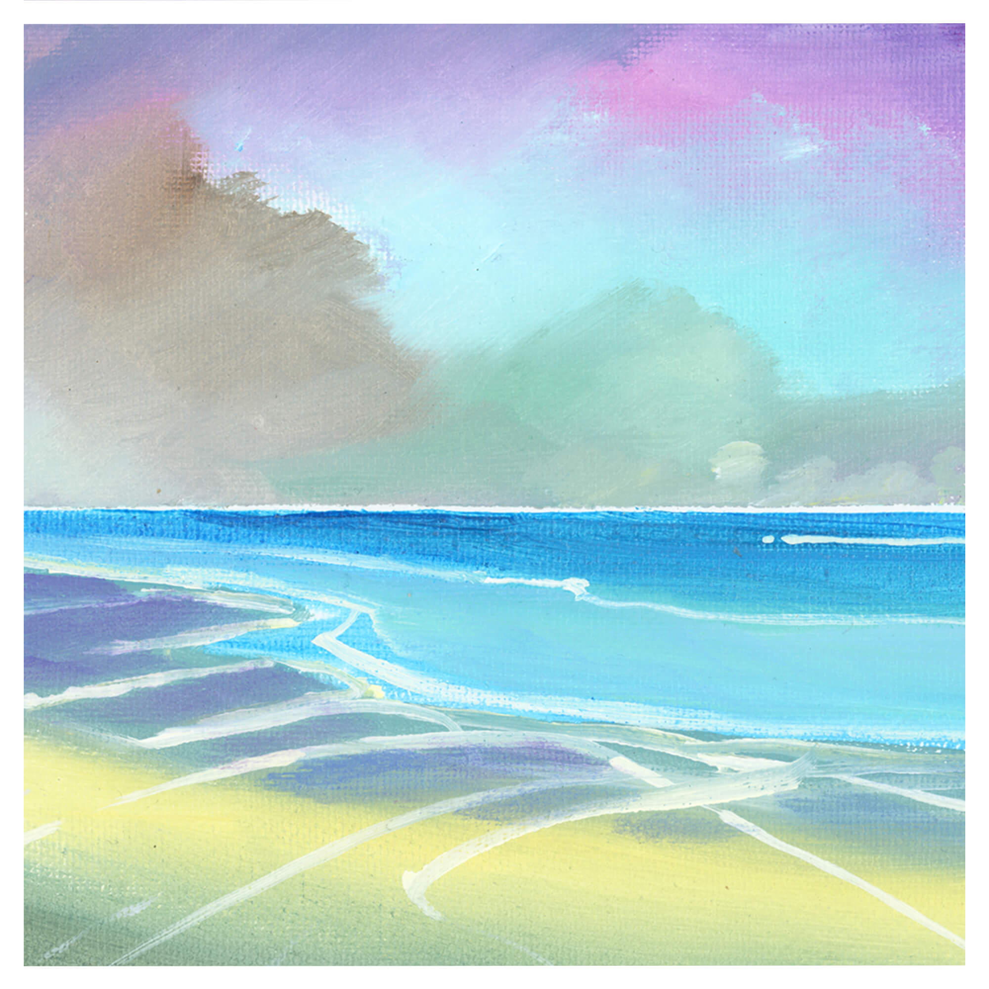 Pastel colored sky and ocean by Hawaii artist Saumolia Puapuaga