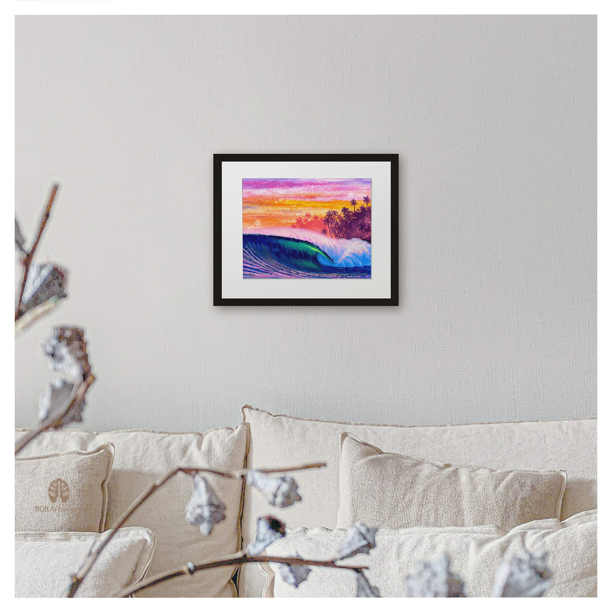 Vibrant colored wave and pastel colored sunset by Hawaii artist Patrick Parker