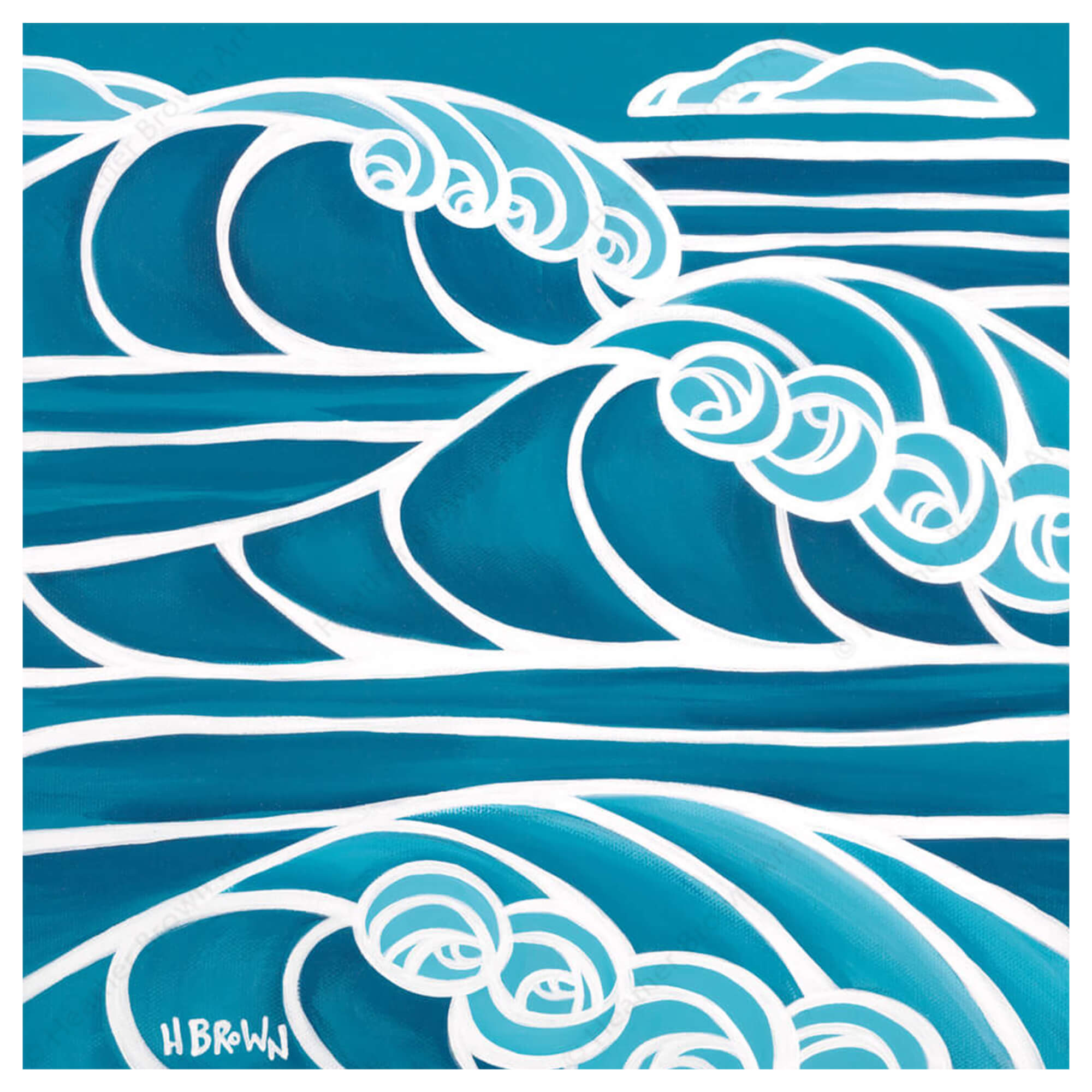 A canvas giclée print featuring a monochromatic wave art and a reminder of a perfect surf day in Hawaii by Hawaii surf artist Heather Brown