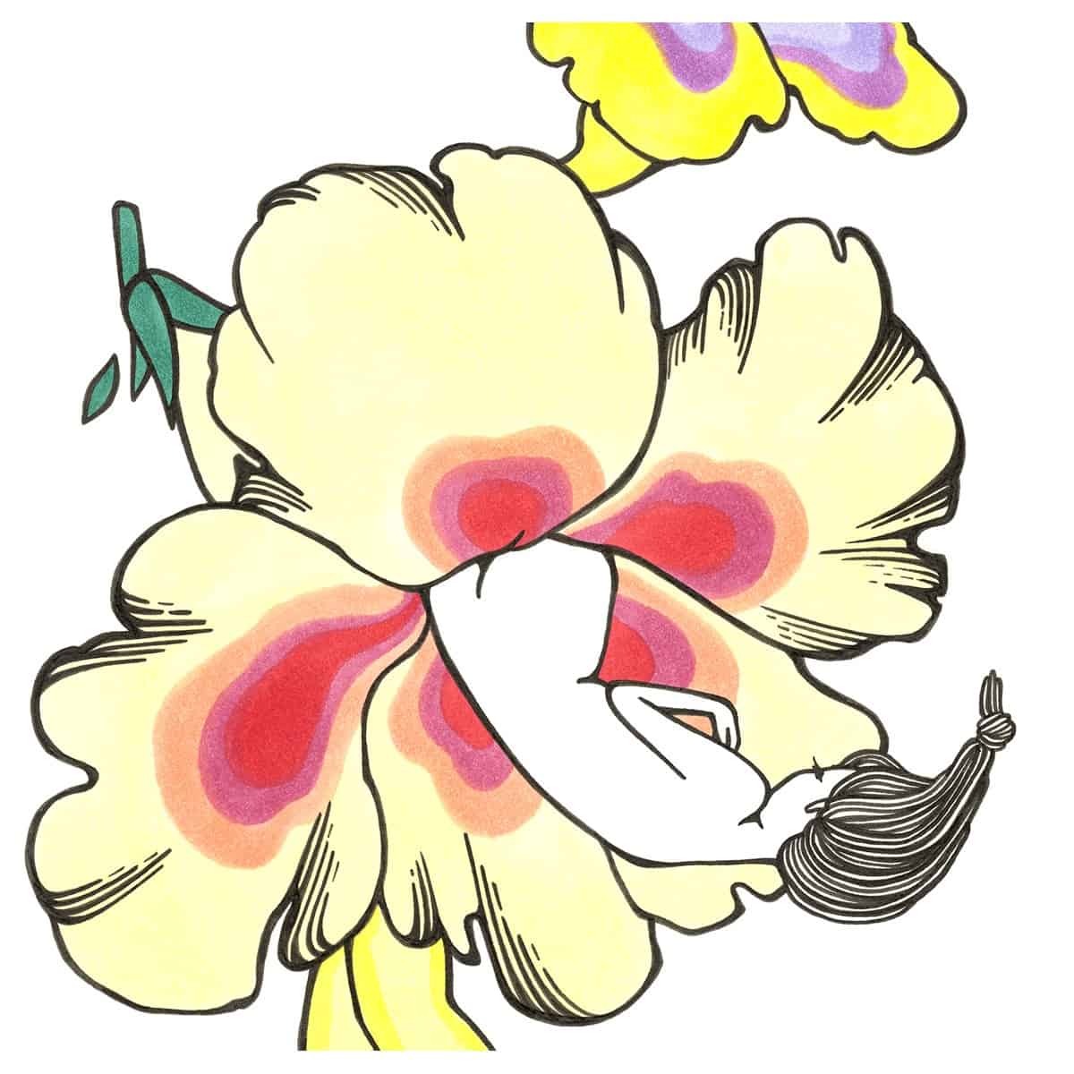 kris goto cycle original illustration flower detail