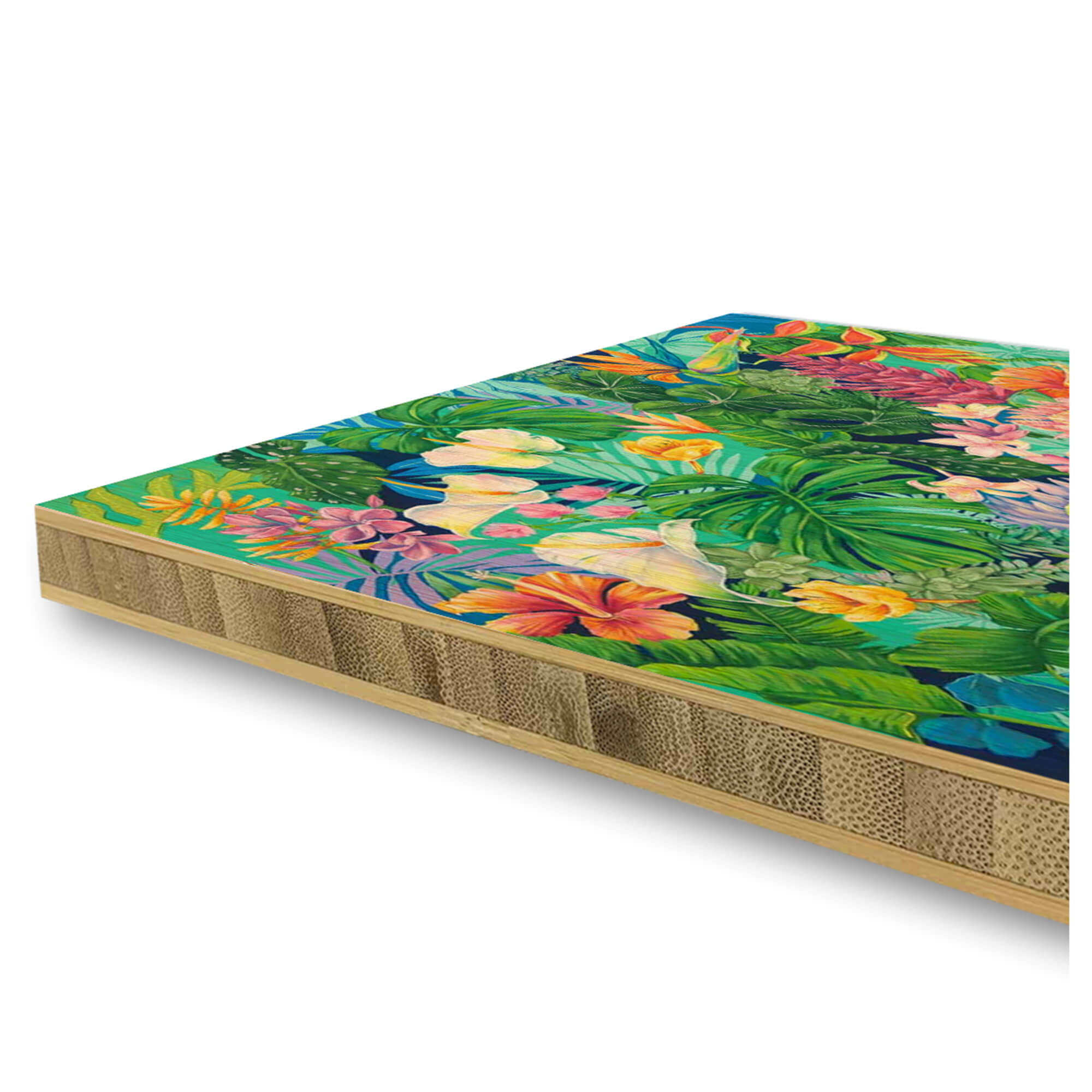 Bamboo print edge detail of artwork Jungle Dreams by Hawaii artist Lauren Roth