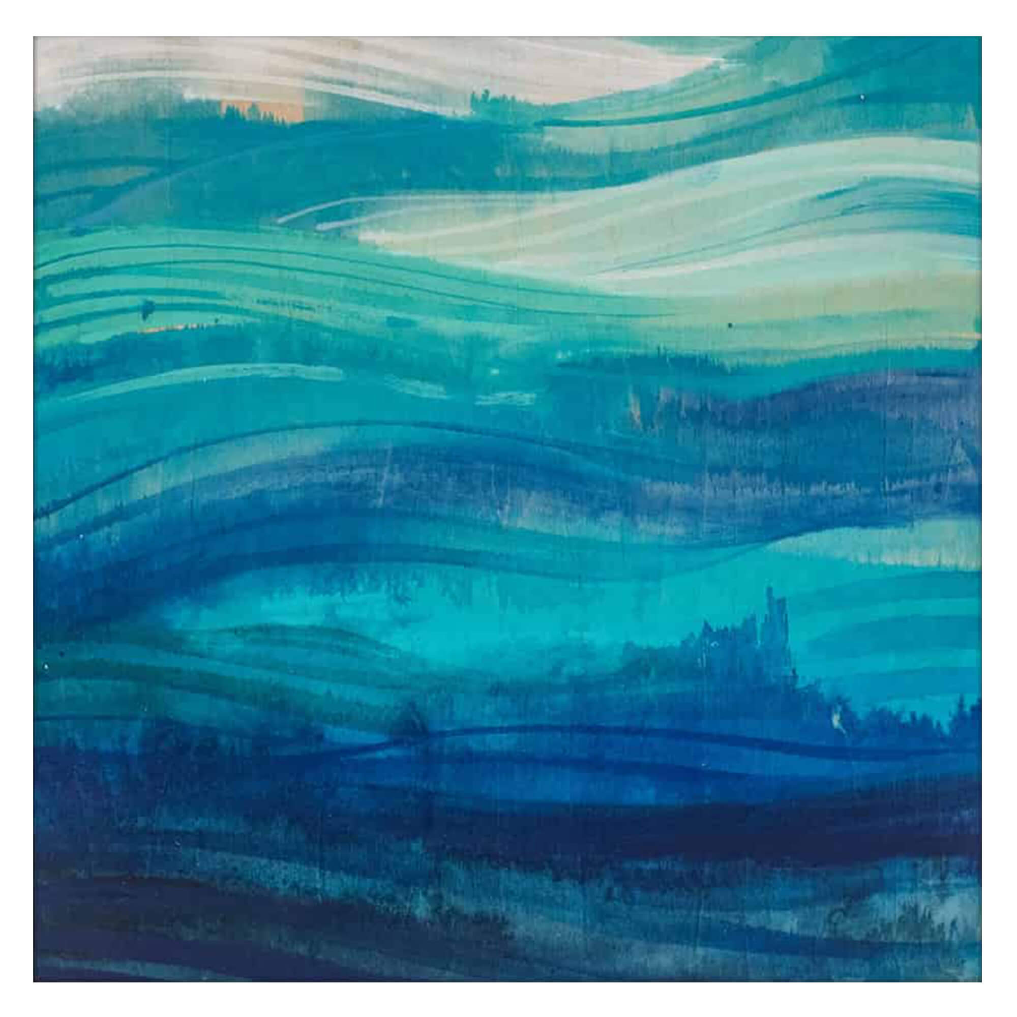 A matted art print of the differing blue and aqua hues of the ocean by Hawaii artist Lauren Roth