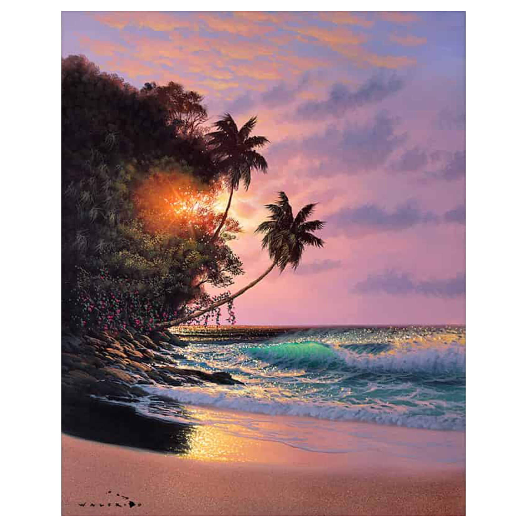 A matted art print of a seascape artwork that captures the beauty and raw essence of the natural world by Hawaii artist Walfrido Garcia
